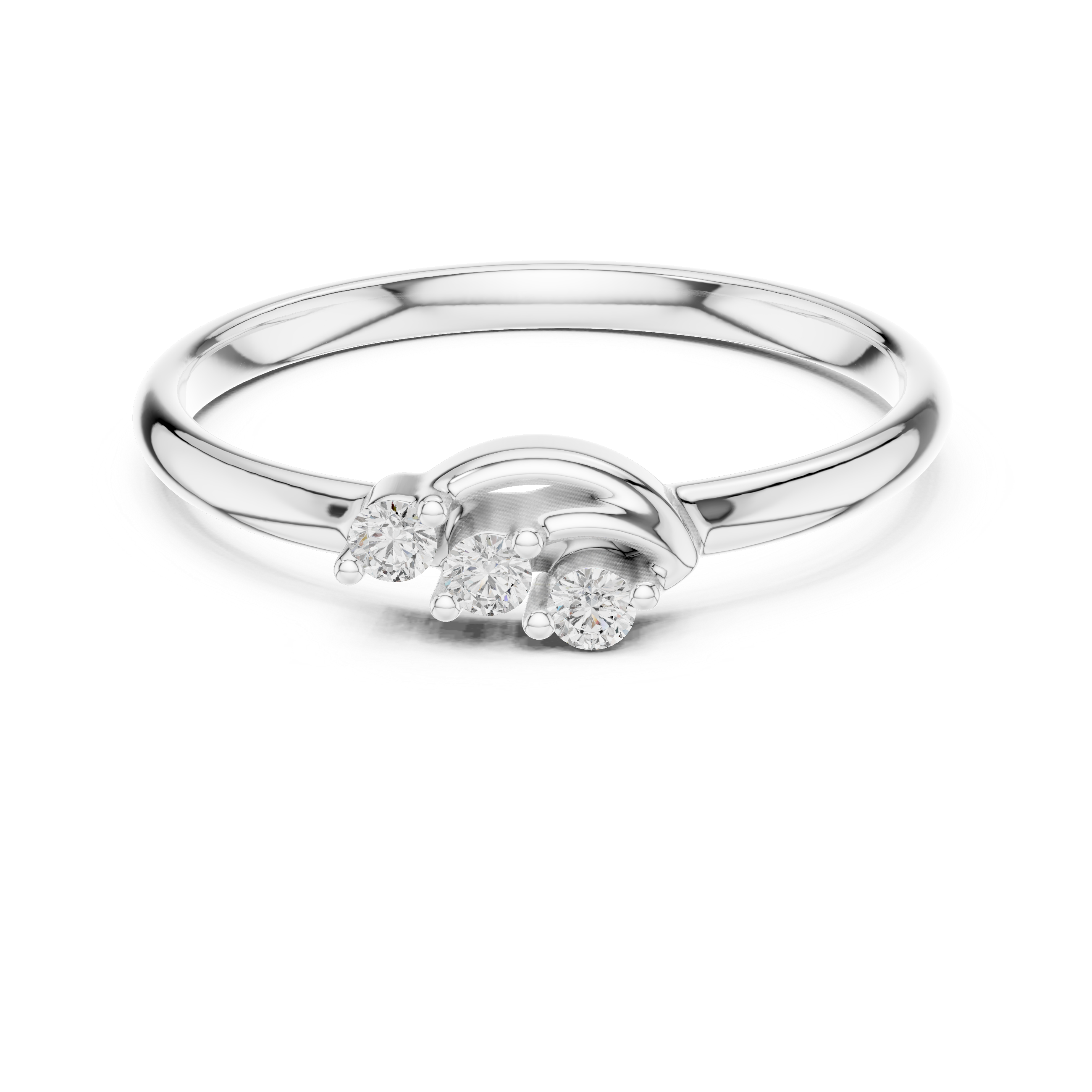 Curved Trio Diamond Ring