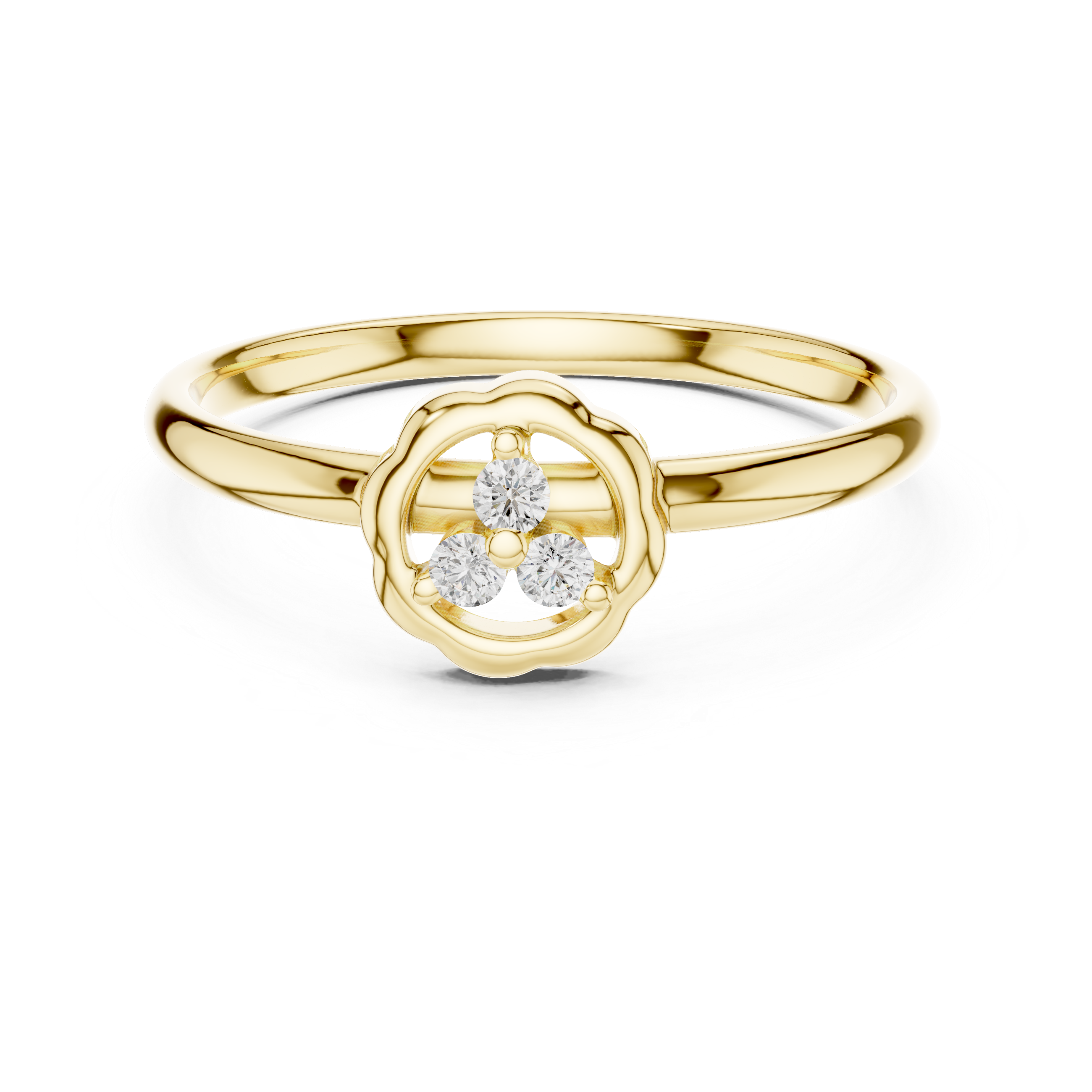 Minimal Floral Trio Diamond Ring