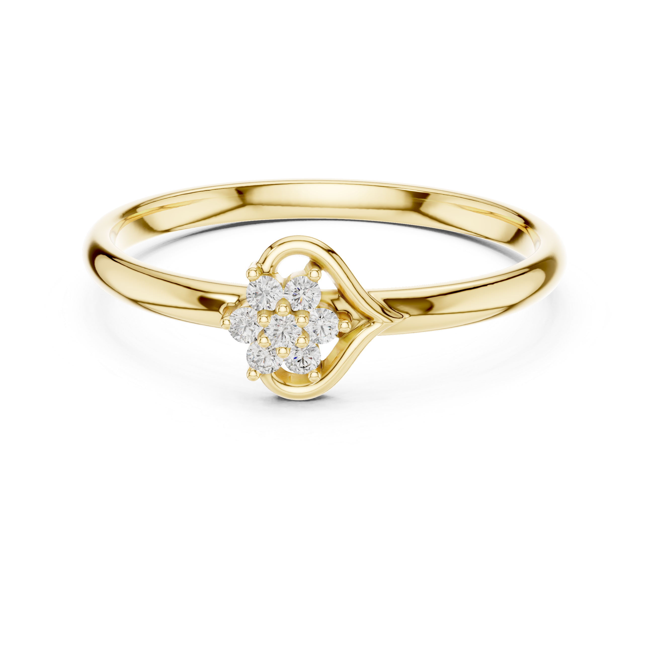 Curved Floral Cluster Diamond Ring