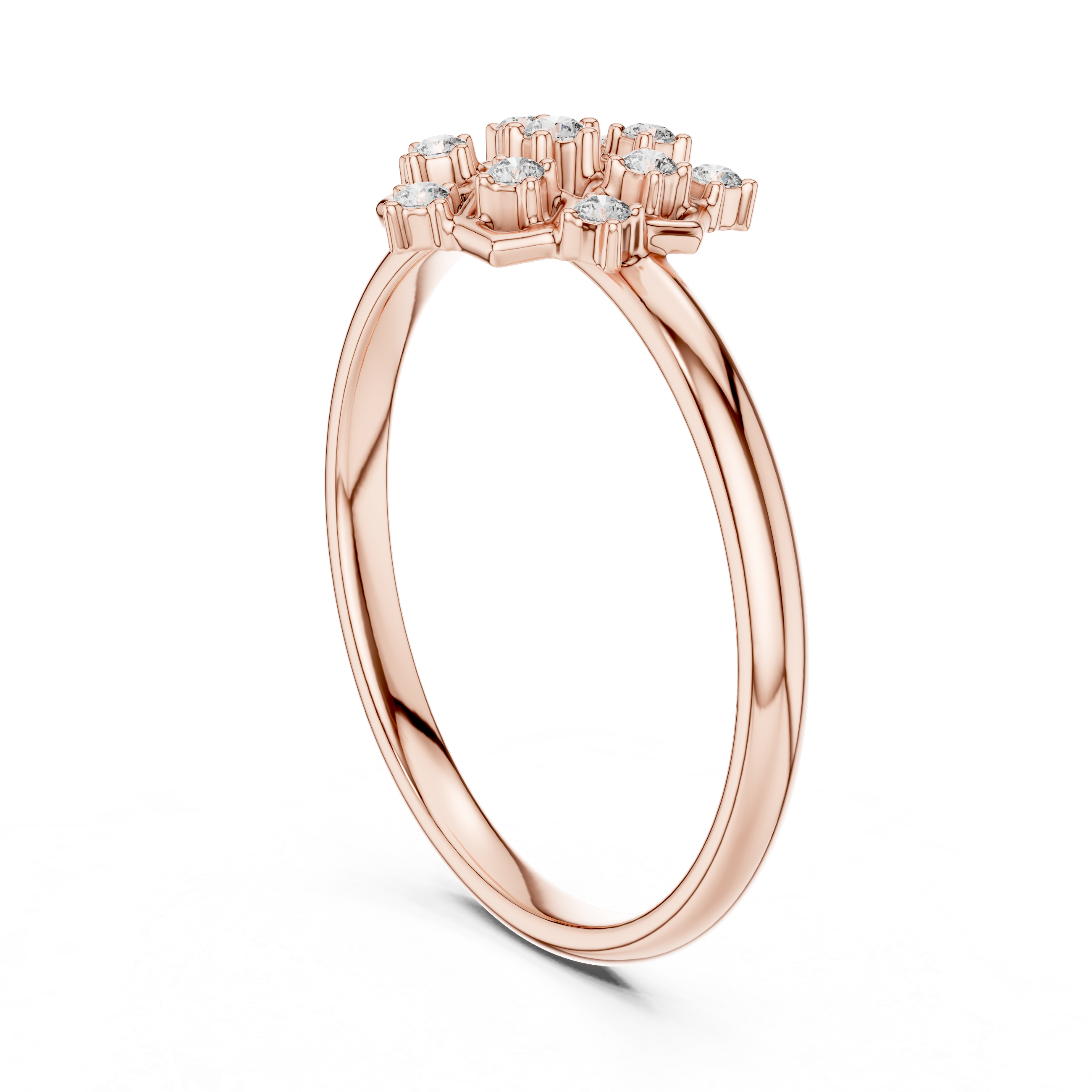 Geometric Floral Cluster Diamond Ring