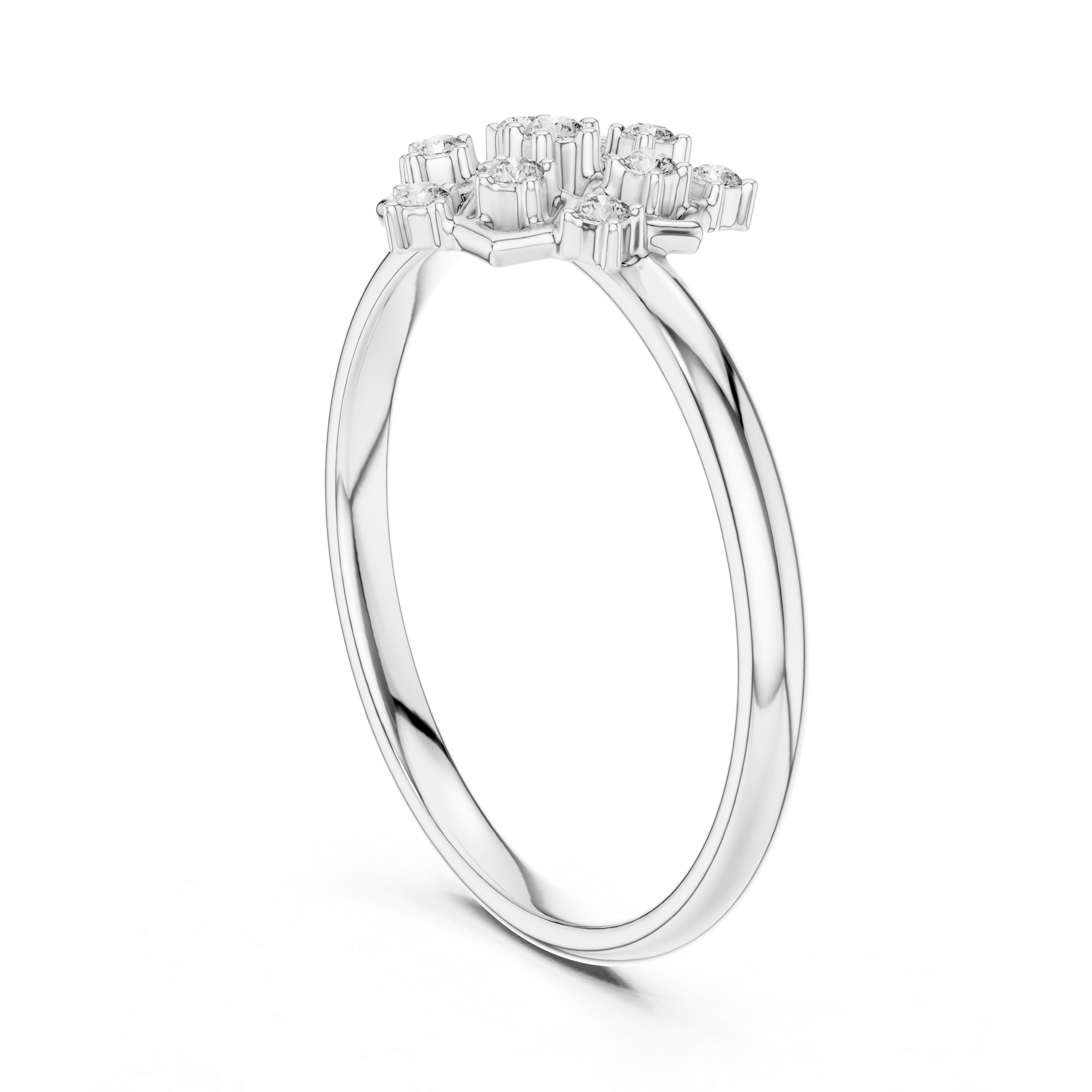 Geometric Floral Cluster Diamond Ring