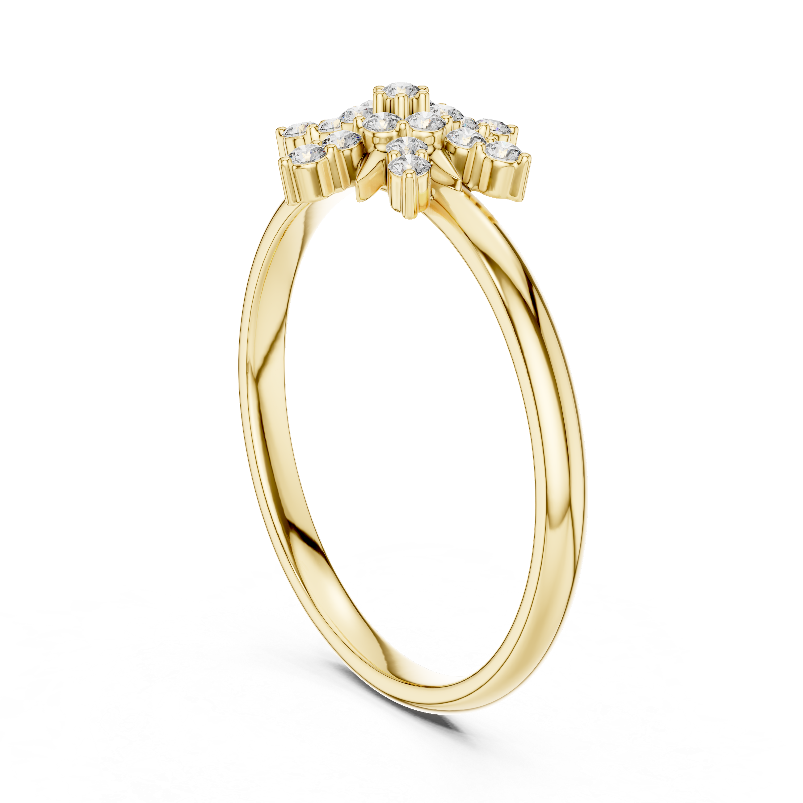 Starburst Diamond Cluster Ring – Radiant Floral Gold Design
