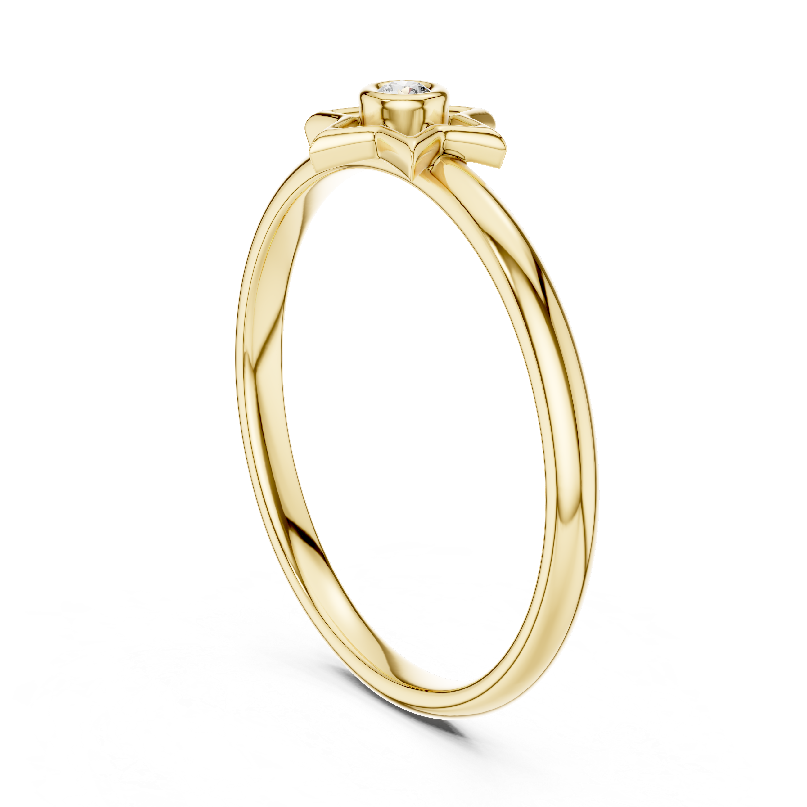 Minimal Star Diamond Ring – Bezel Set Celestial Design