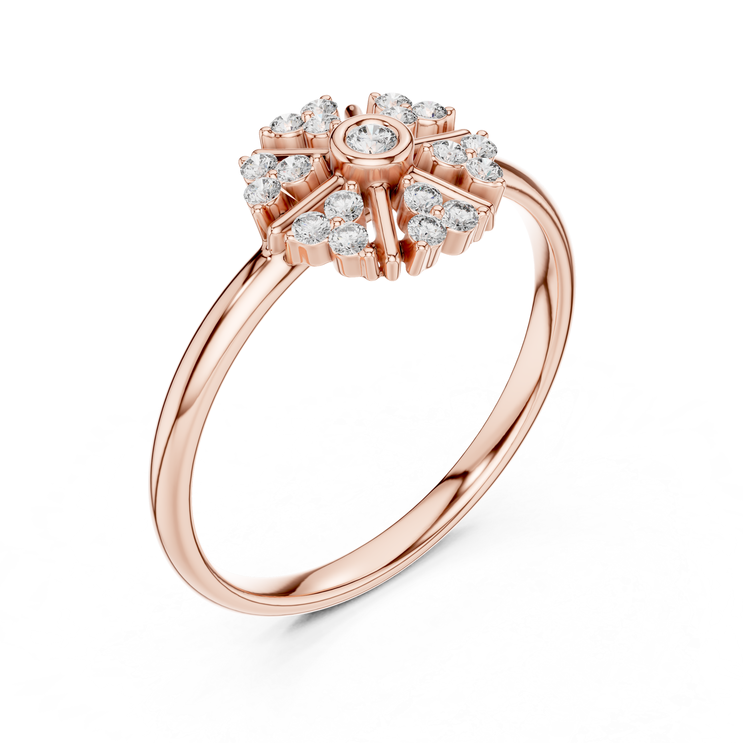 Radiant Diamond Cluster Ring – Sunburst Halo Design
