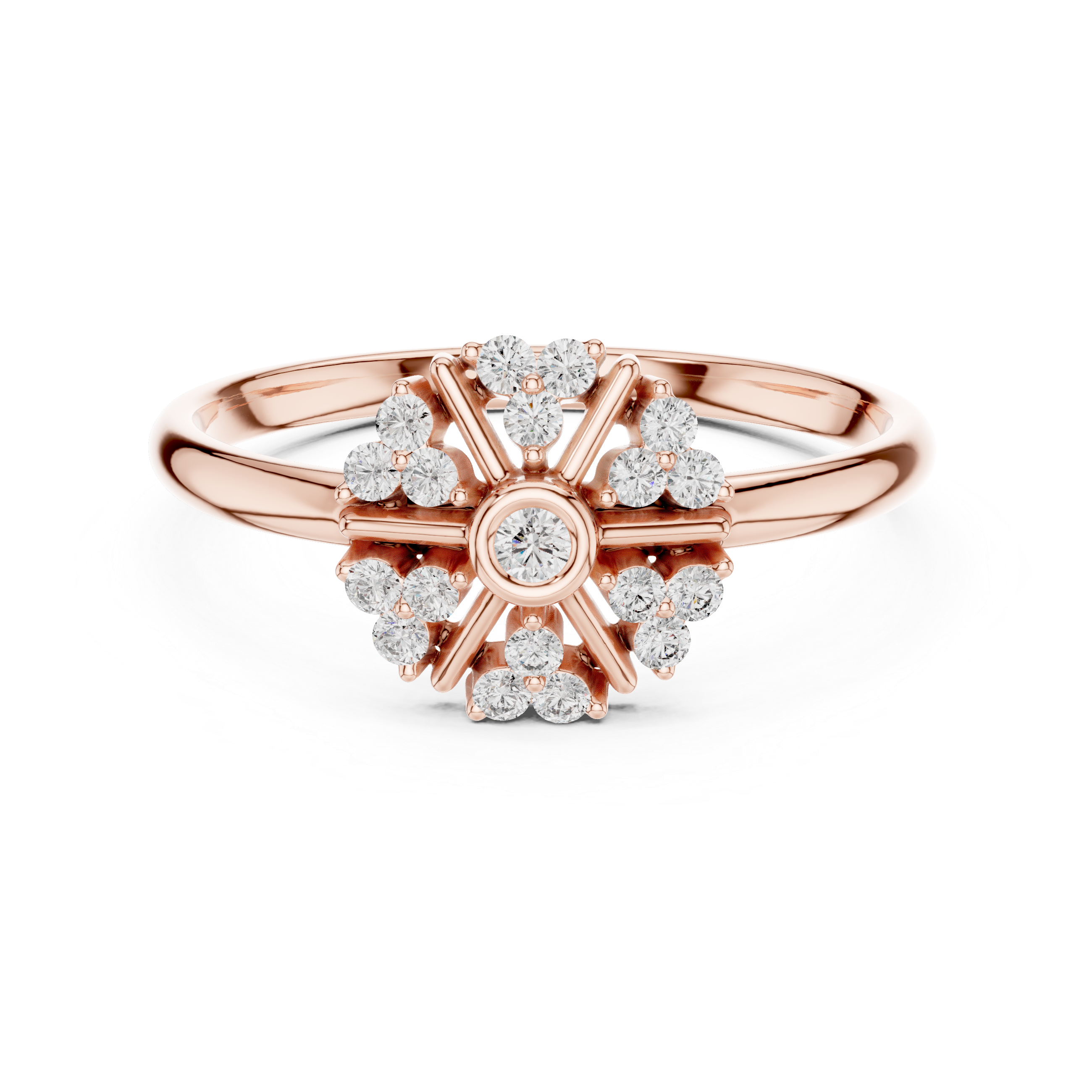 Radiant Diamond Cluster Ring – Sunburst Halo Design