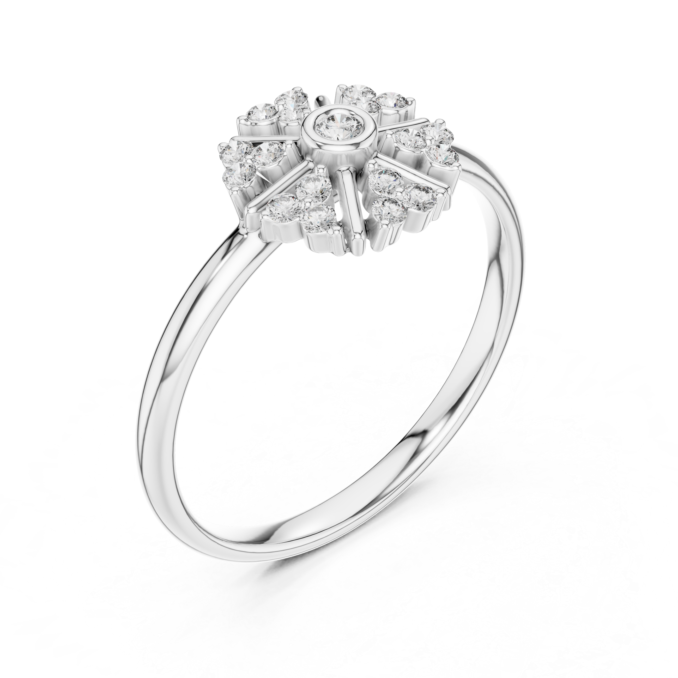Radiant Diamond Cluster Ring – Sunburst Halo Design