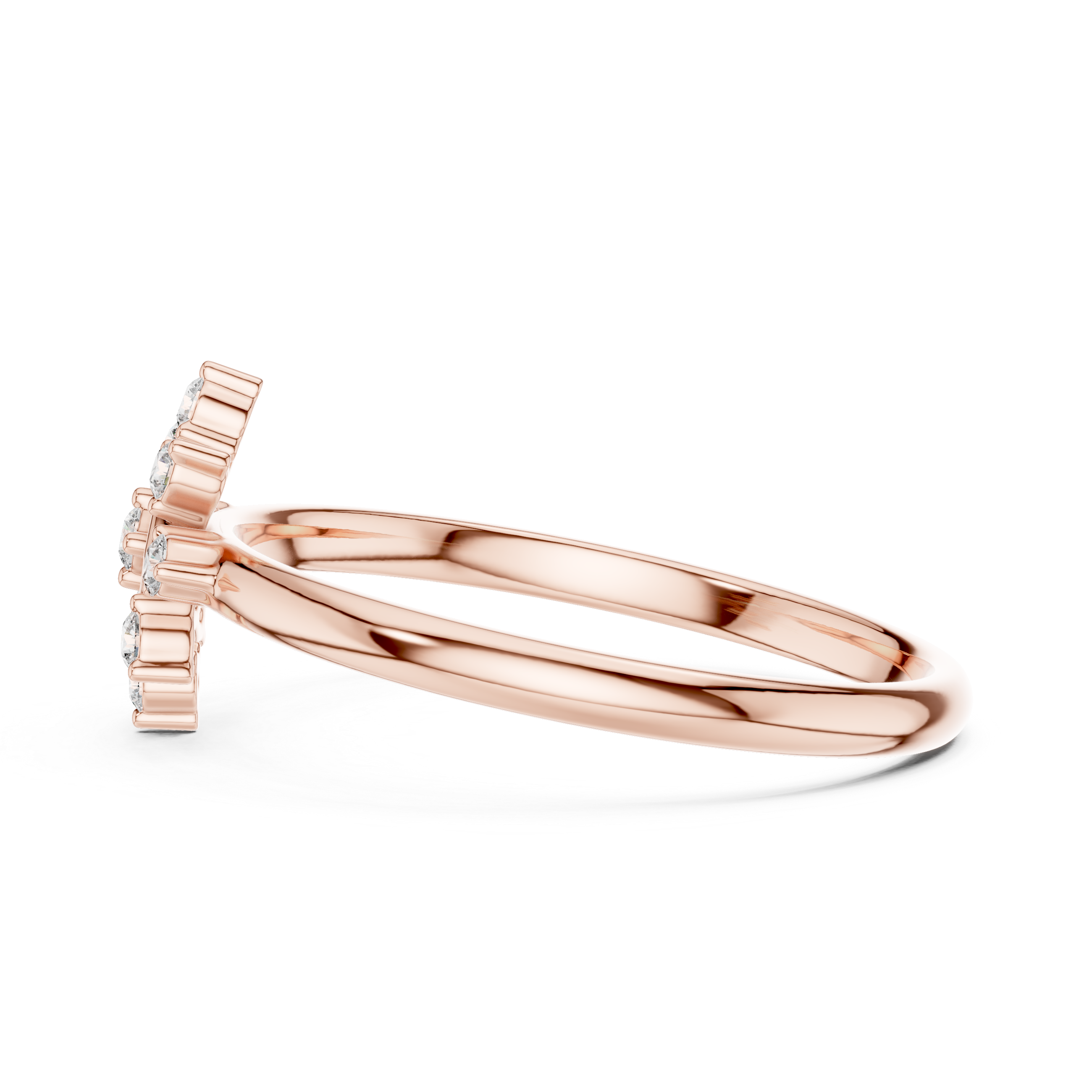 Geometric Diamond Halo Ring – Square Frame Floral Cluster