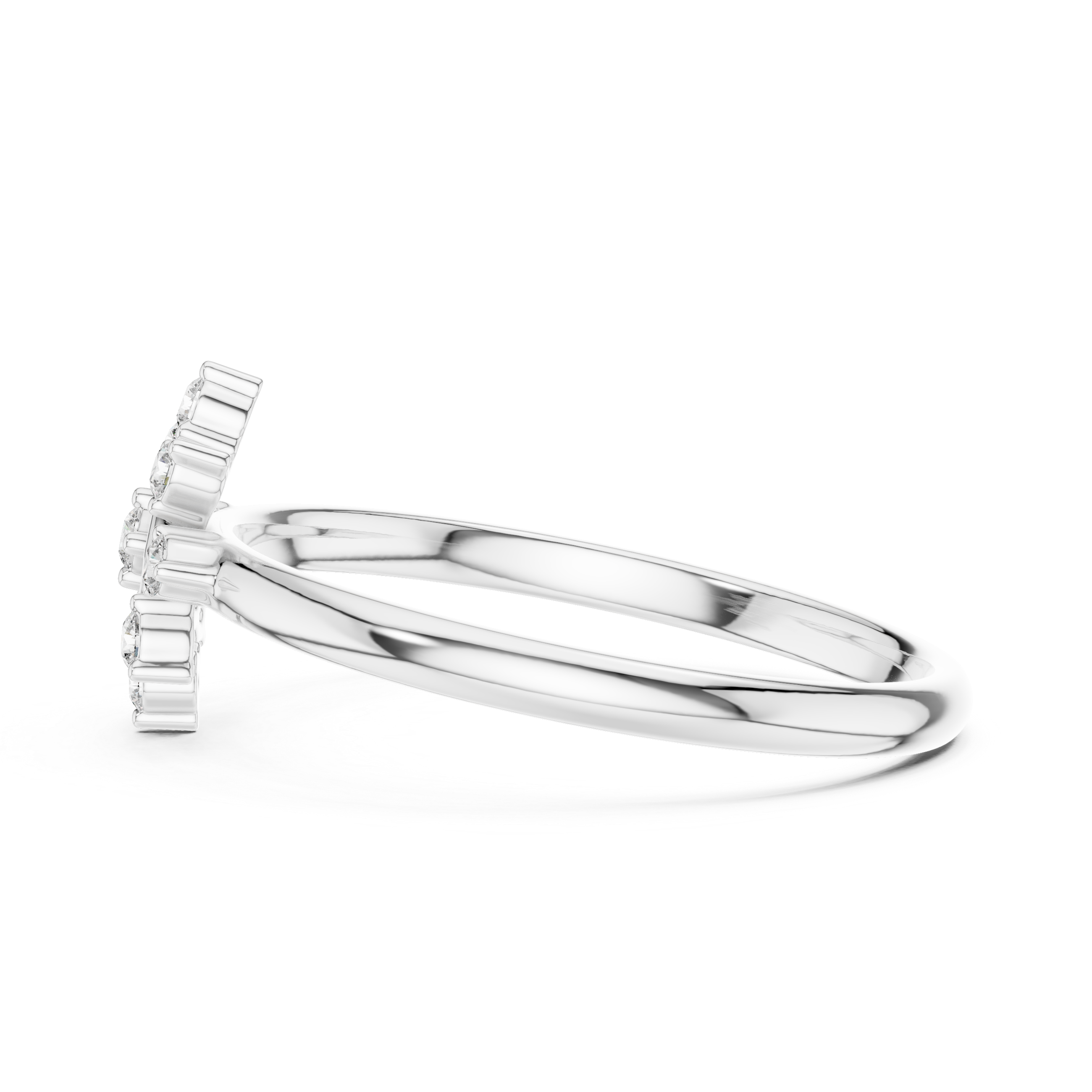 Geometric Diamond Halo Ring – Square Frame Floral Cluster