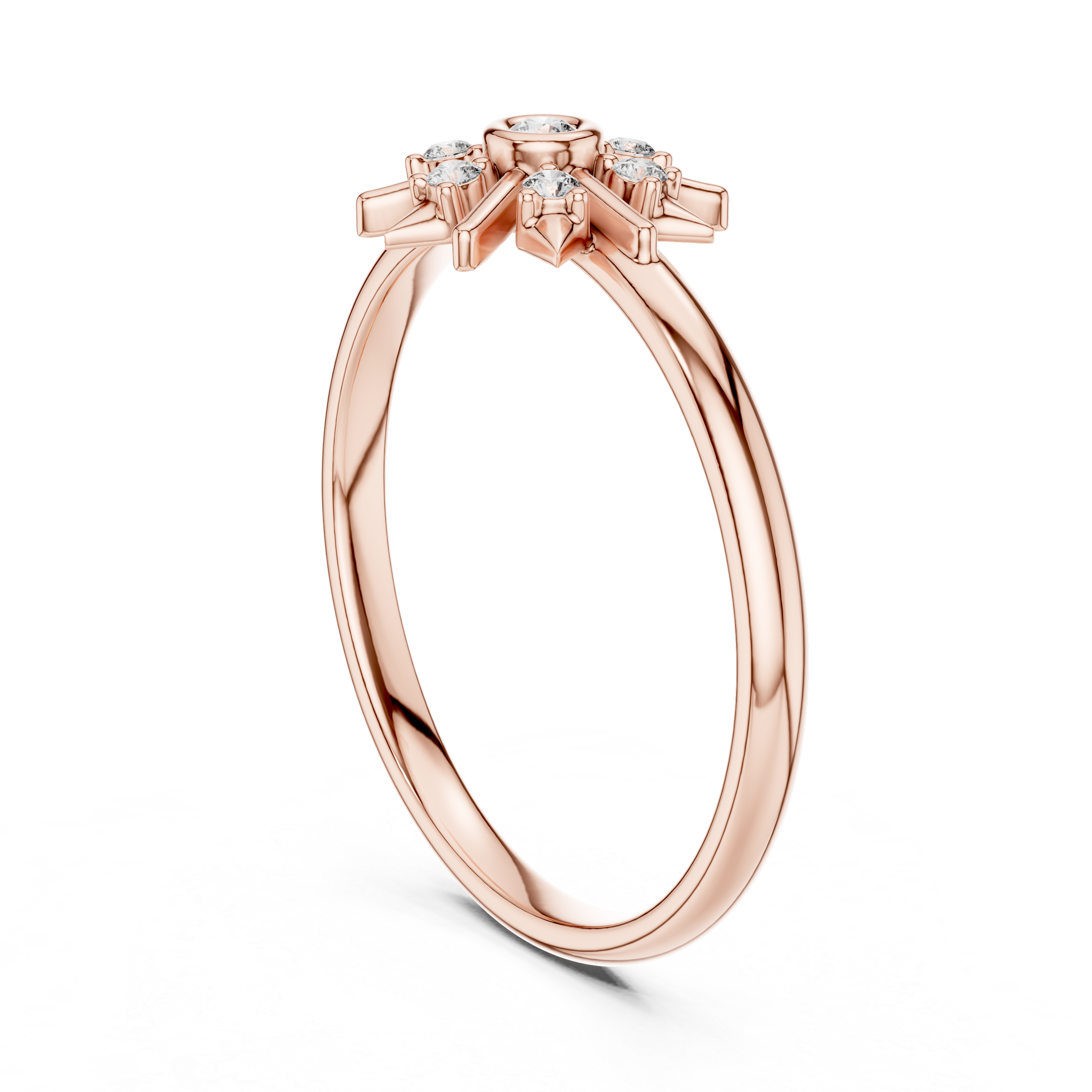 Starburst Diamond Cluster Ring – Geometric Floral Design