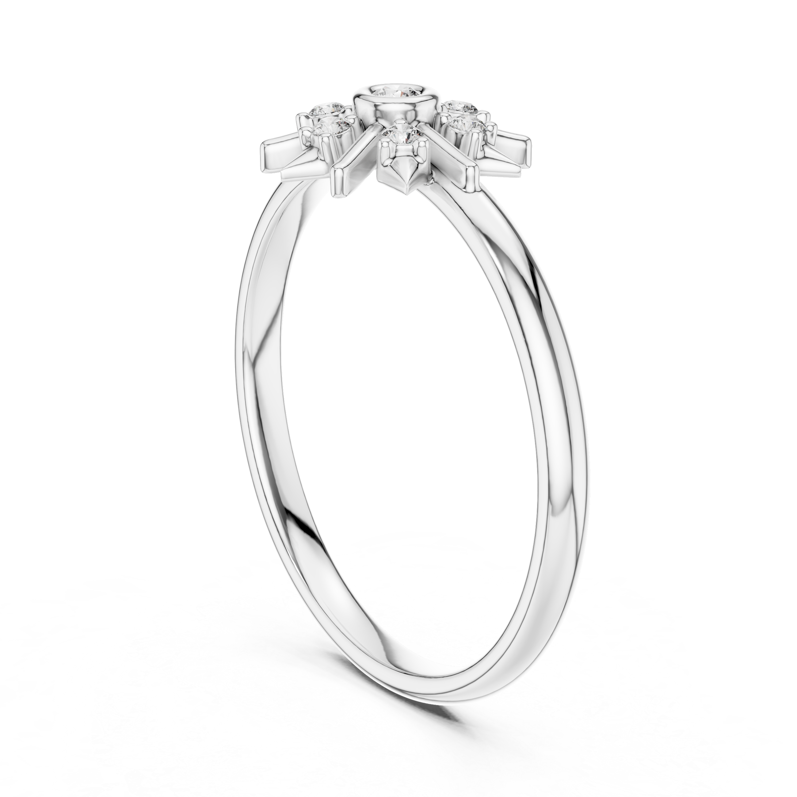 Starburst Diamond Cluster Ring – Geometric Floral Design