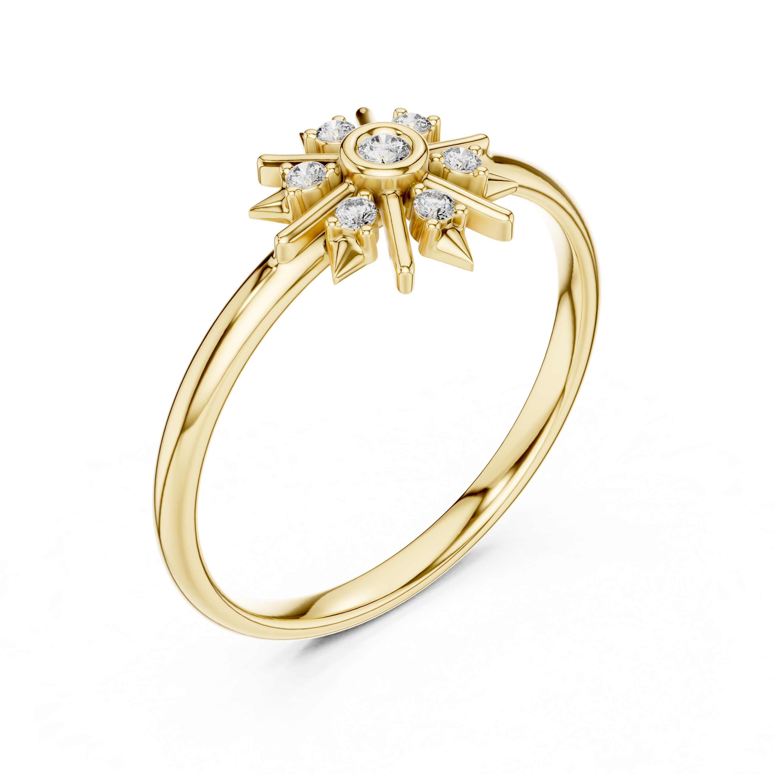 Starburst Diamond Cluster Ring – Geometric Floral Design