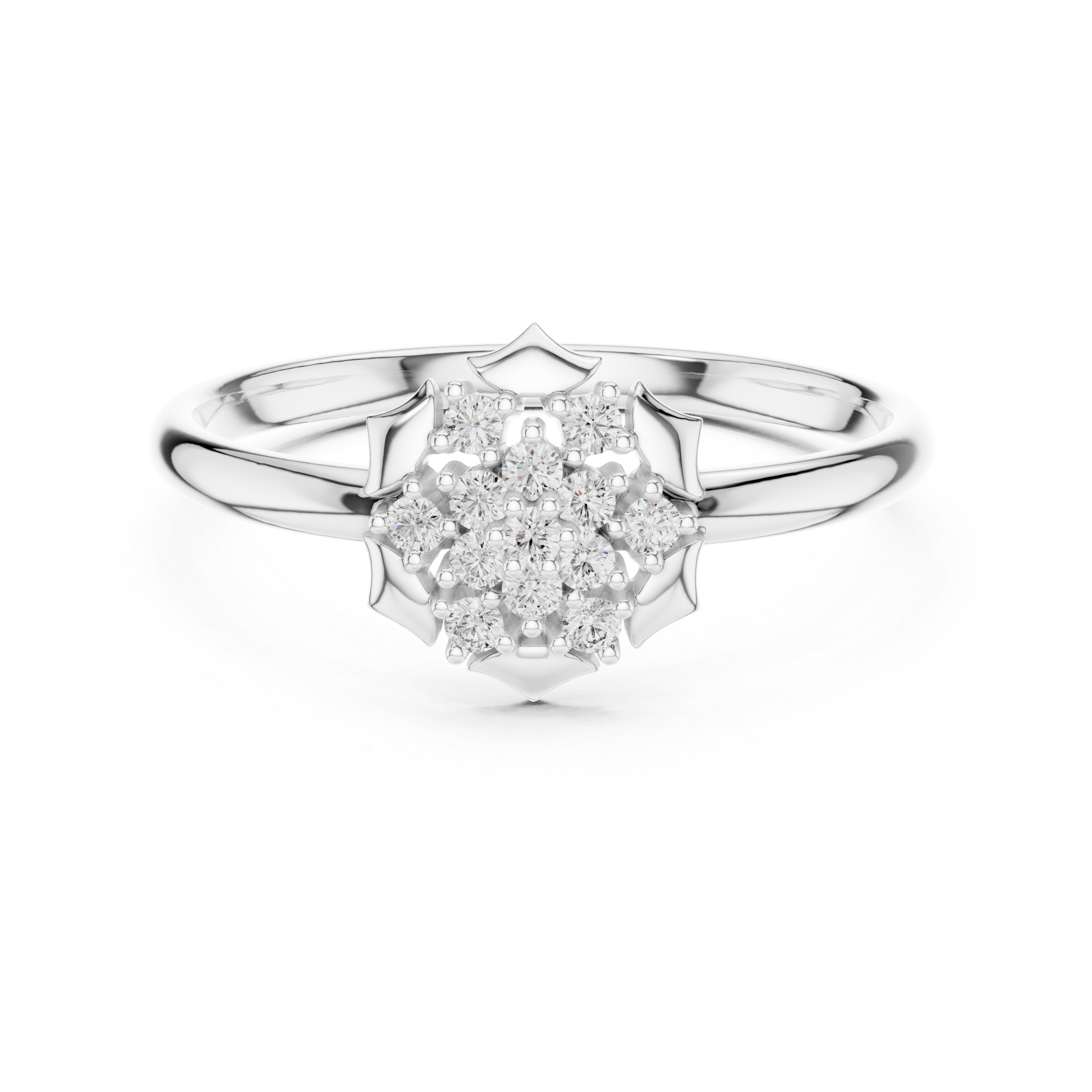 Floral Cluster Diamond Ring – Structured Petal Frame Design
