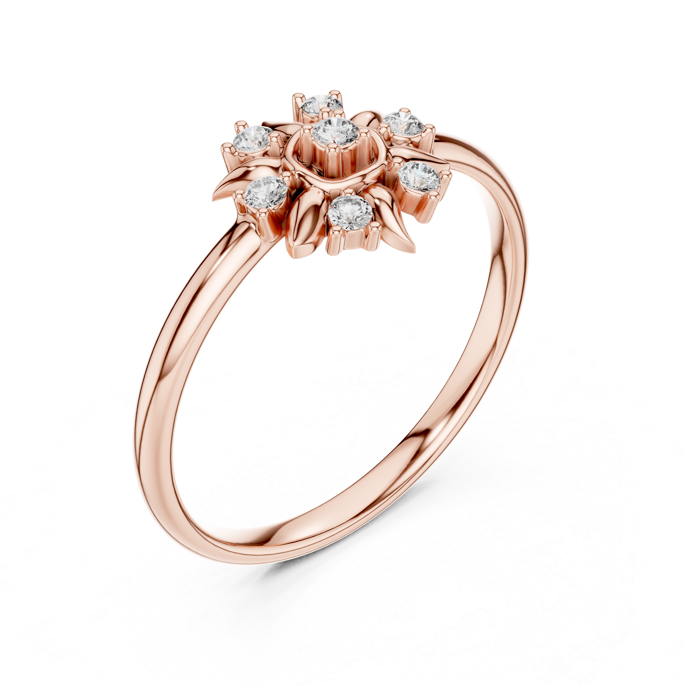 Sunburst Floral Diamond Ring – Radiant Petal Cluster Design