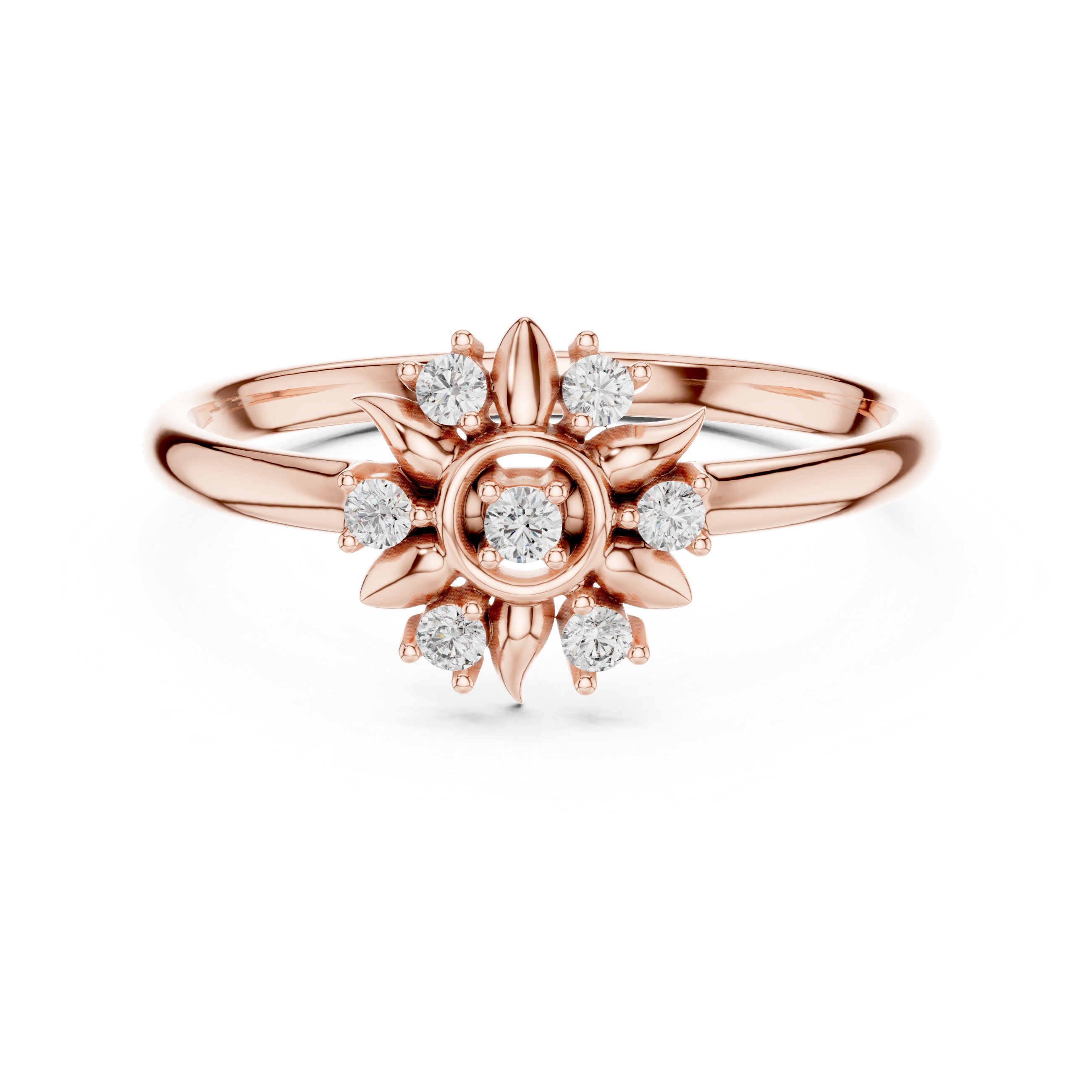 Sunburst Floral Diamond Ring – Radiant Petal Cluster Design