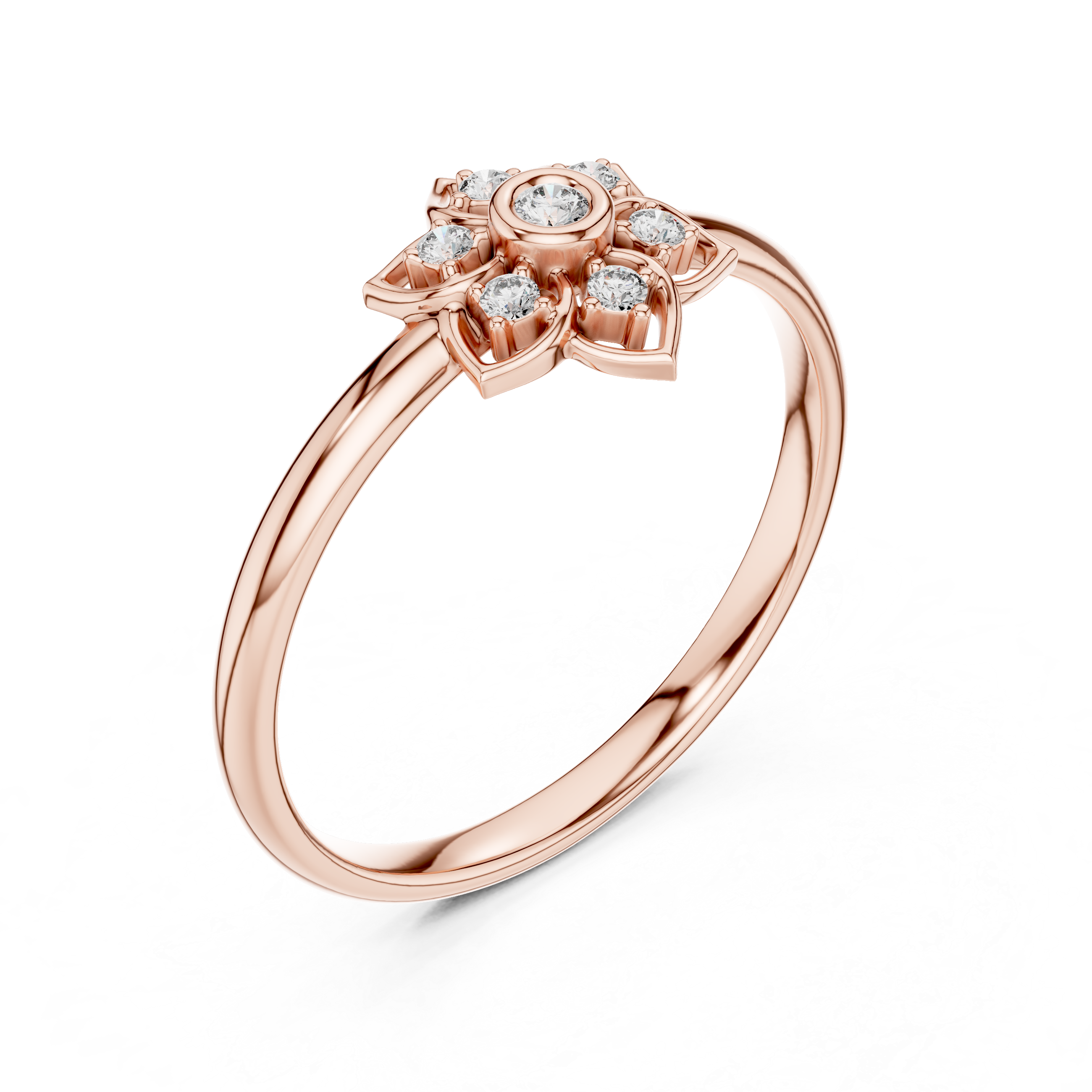 Petal Star Diamond Ring – Geometric Floral Cluster Design