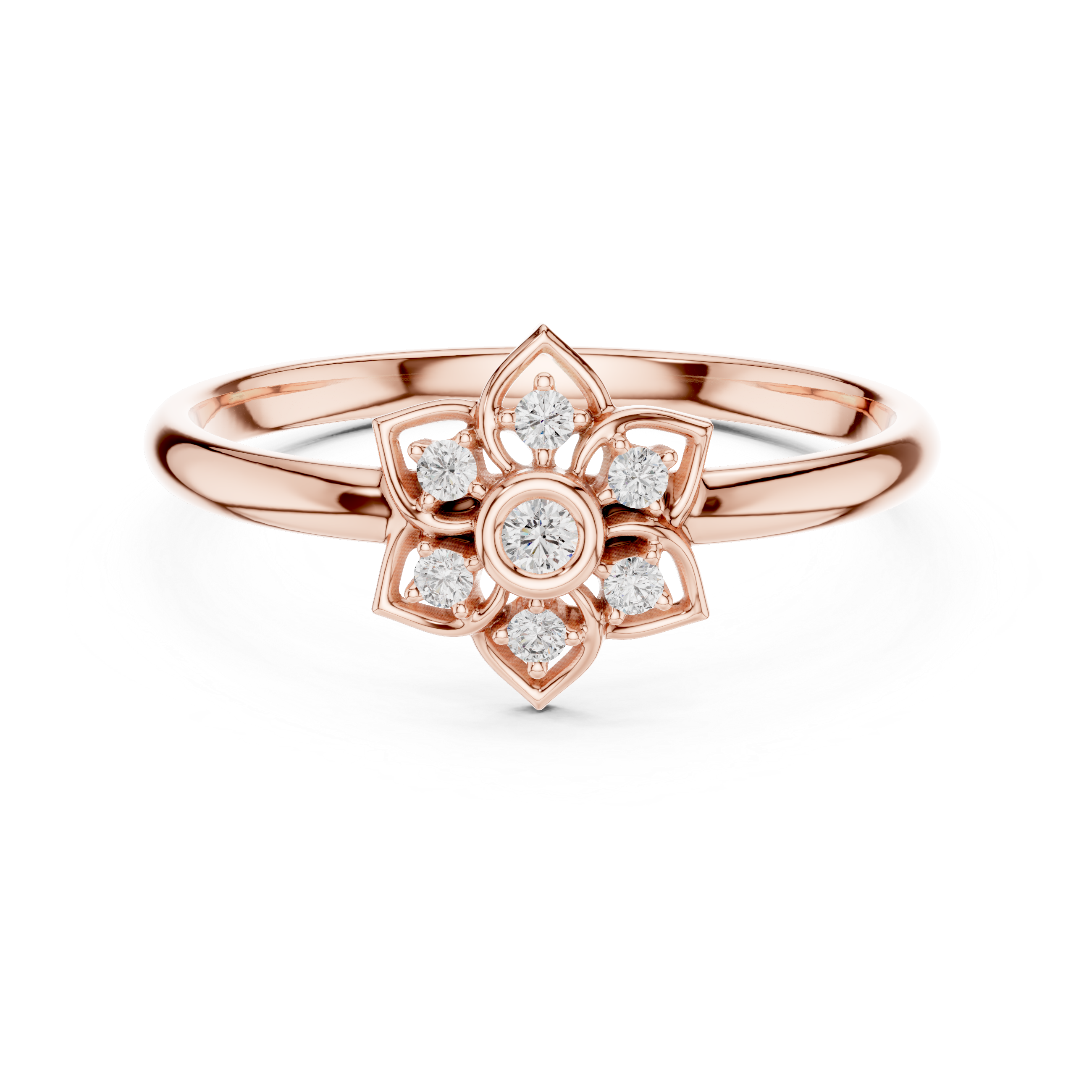 Petal Star Diamond Ring – Geometric Floral Cluster Design