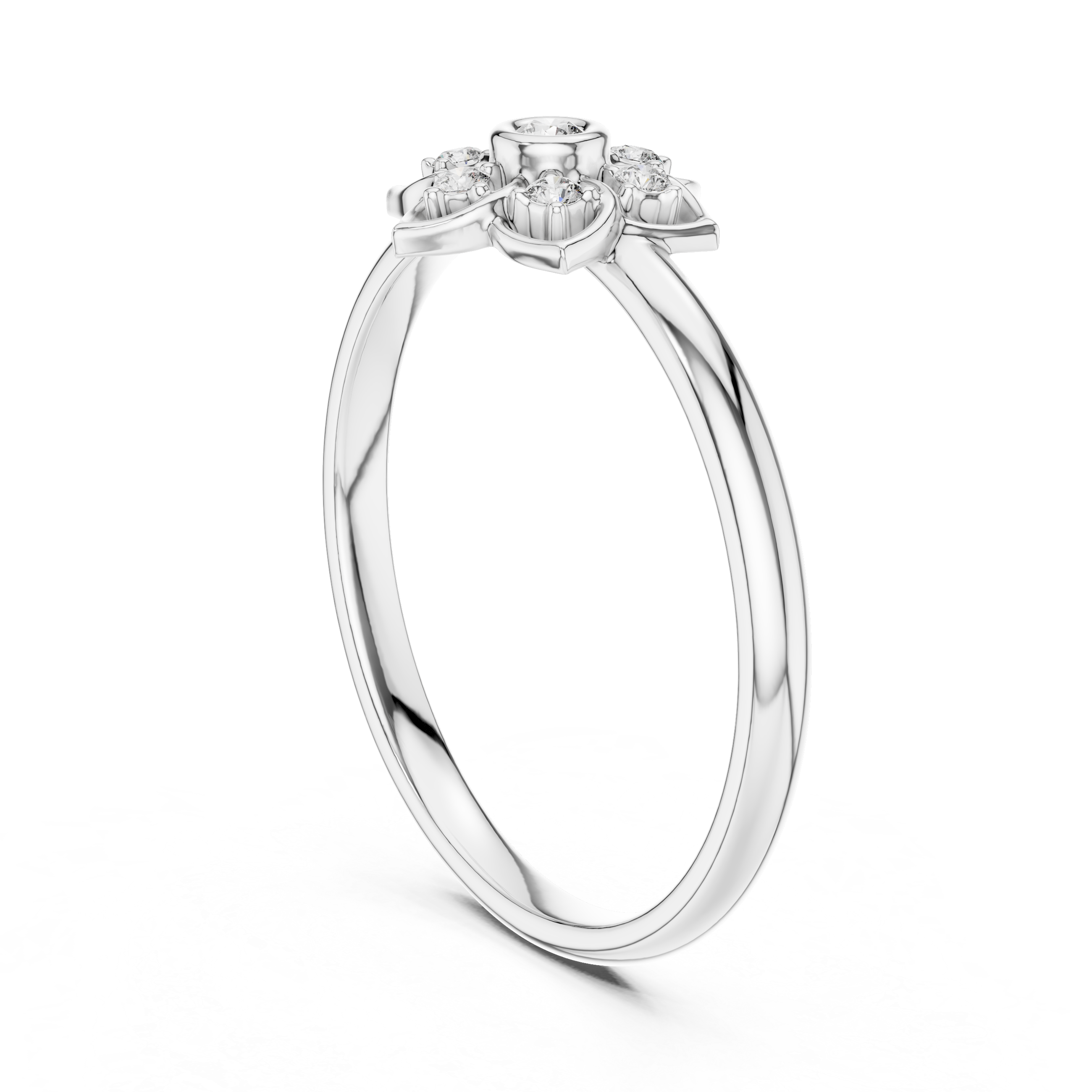 Petal Star Diamond Ring – Geometric Floral Cluster Design