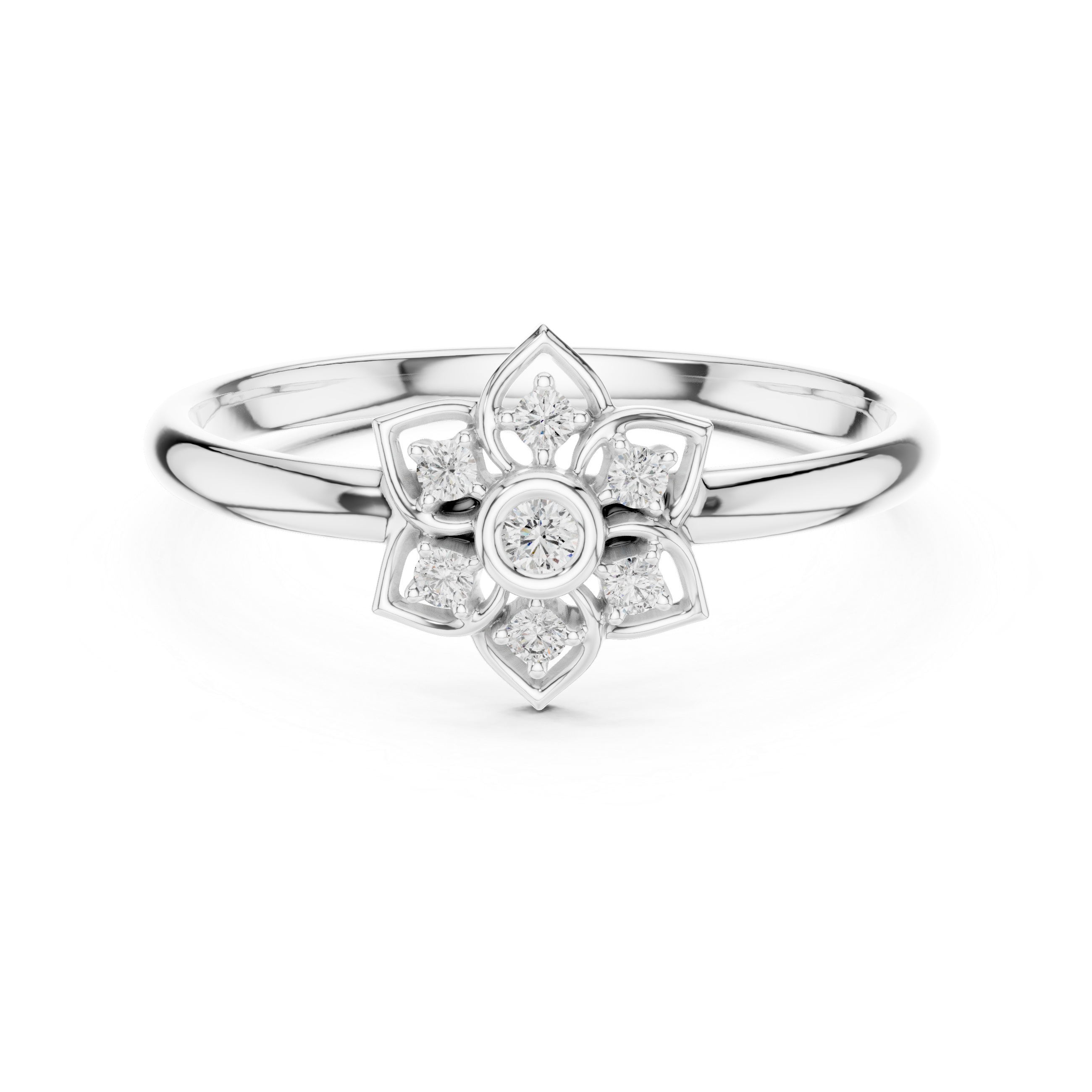Petal Star Diamond Ring – Geometric Floral Cluster Design