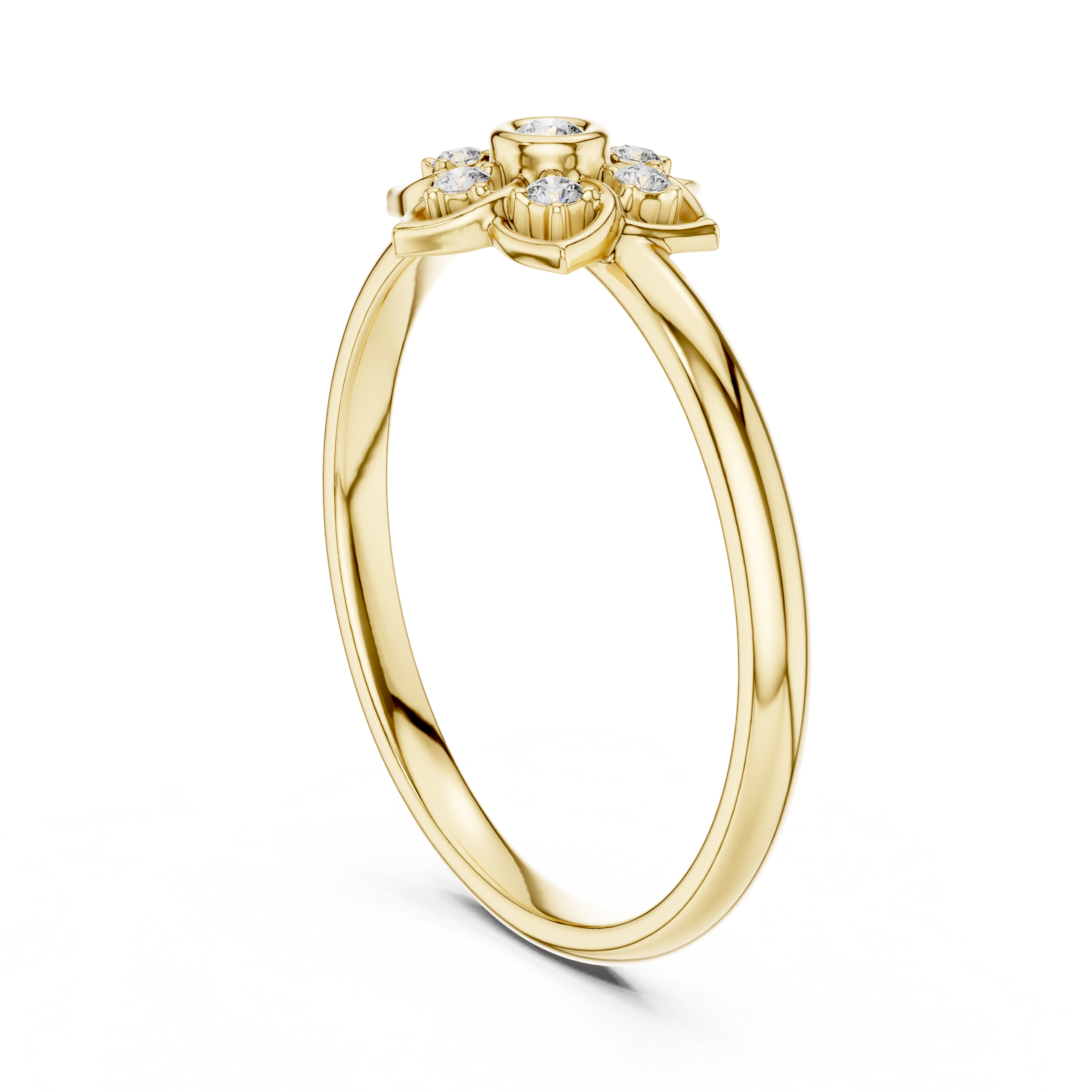 Petal Star Diamond Ring – Geometric Floral Cluster Design