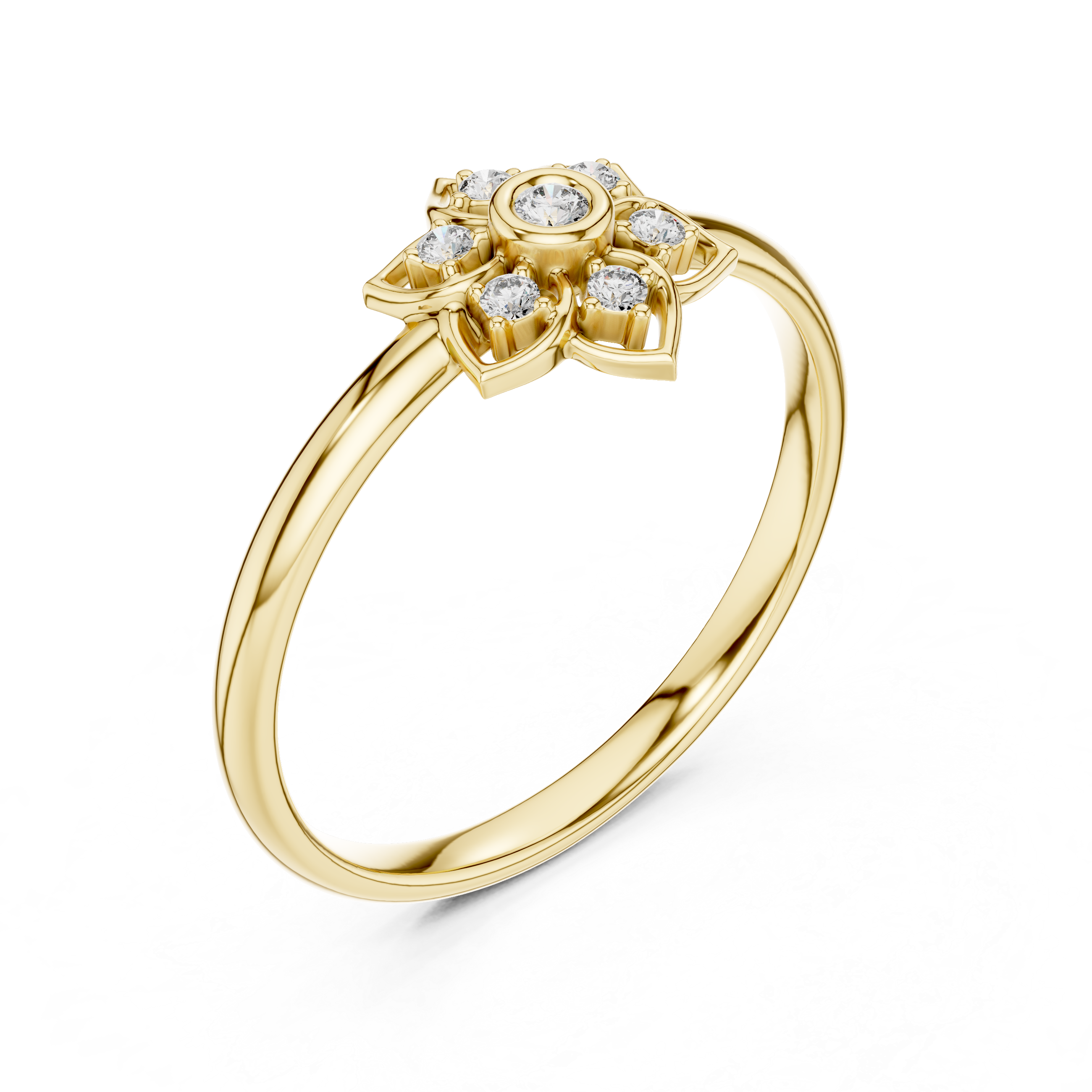 Petal Star Diamond Ring – Geometric Floral Cluster Design