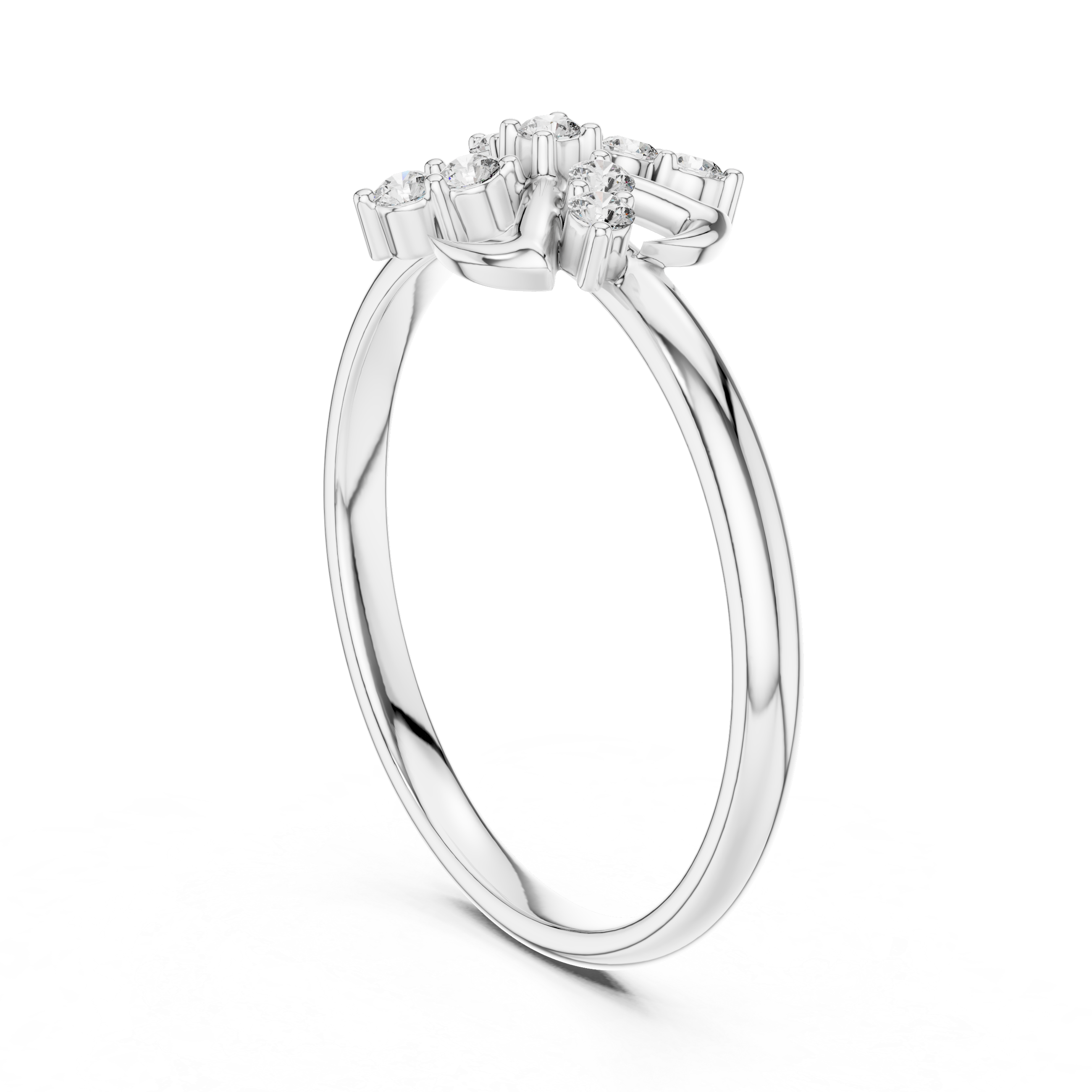 Swirl Cross Diamond Cluster Ring – Modern Floral Twist Design