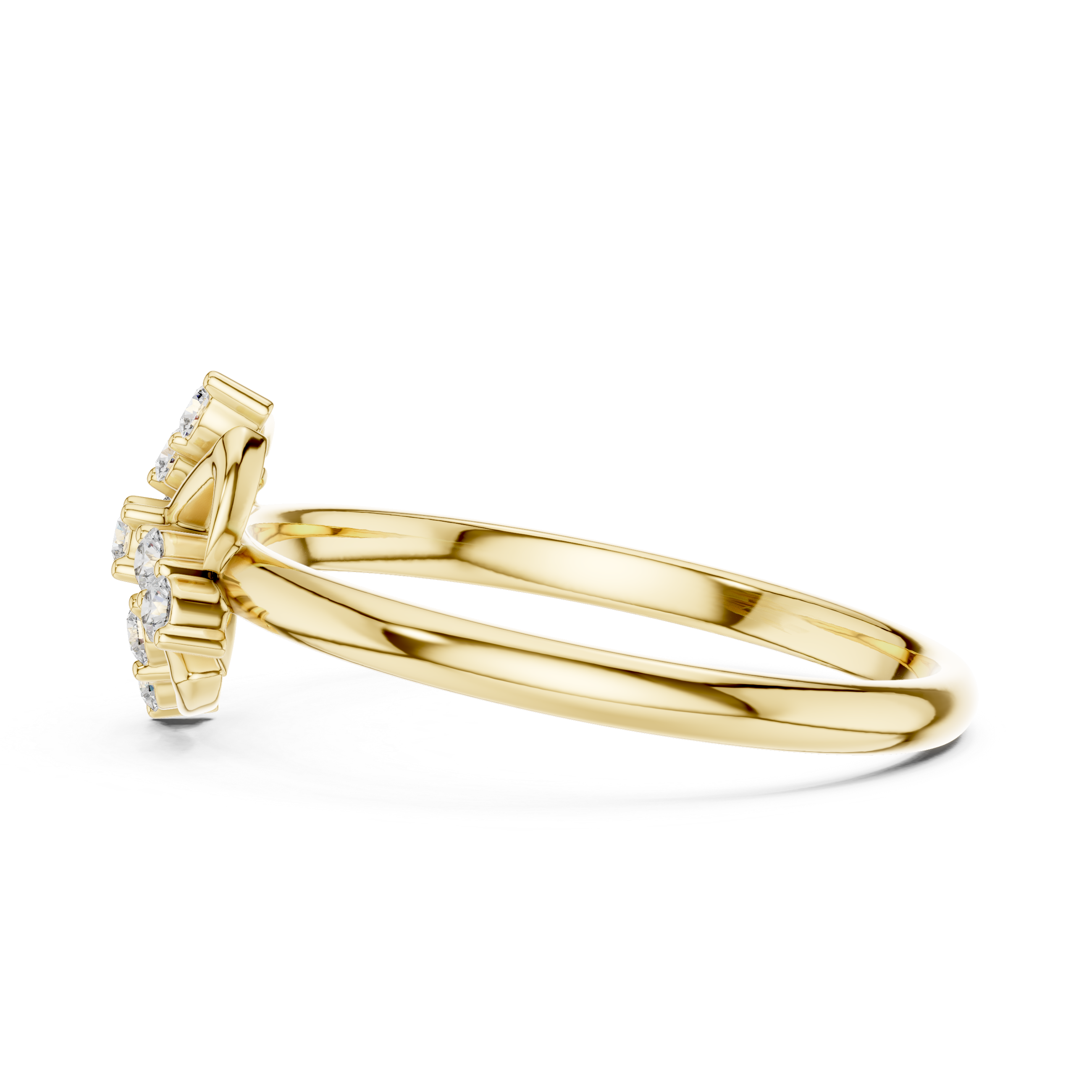 Swirl Cross Diamond Cluster Ring – Modern Floral Twist Design