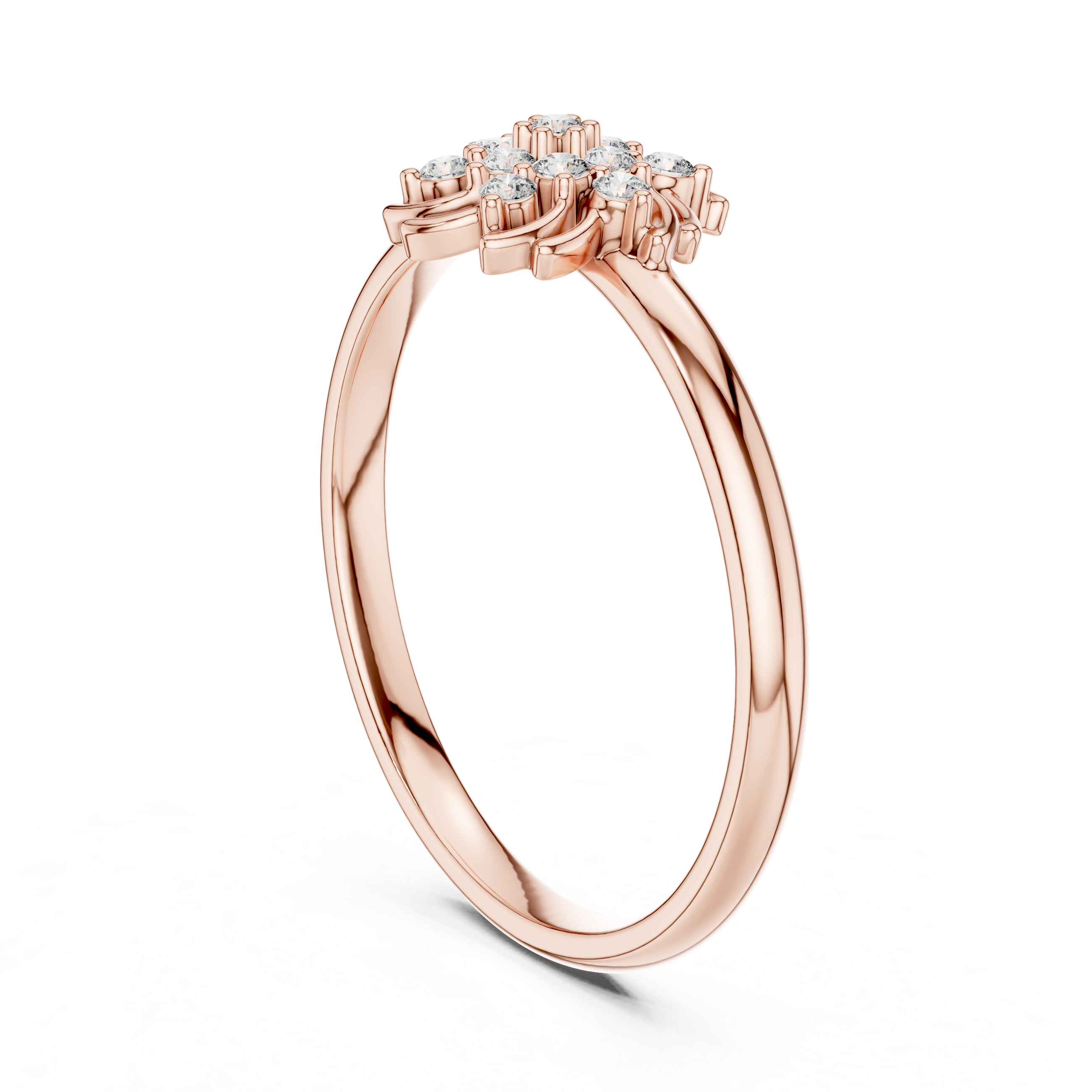 Twisted Floral Diamond Cluster Ring – Swirl Petal Design