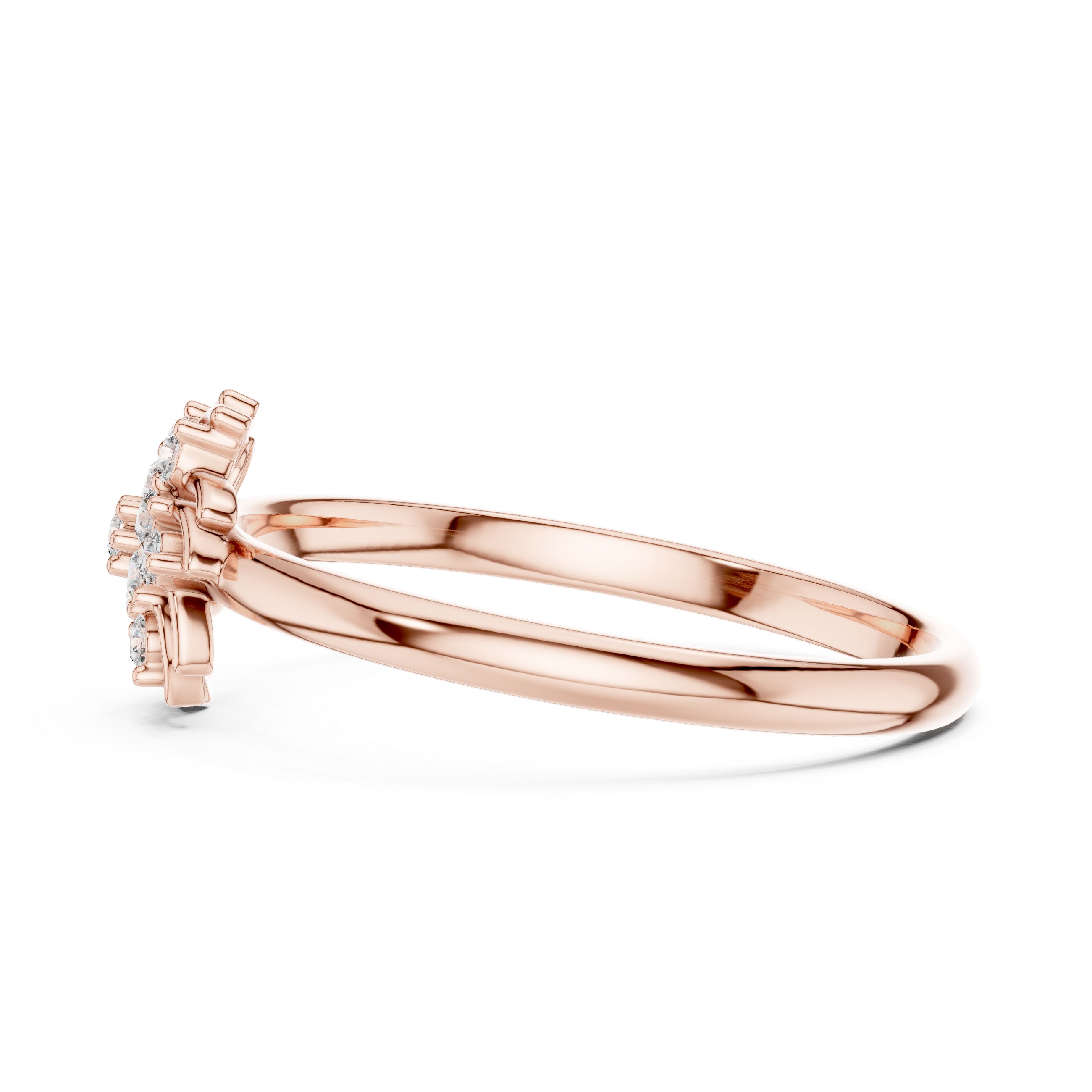 Twisted Floral Diamond Cluster Ring – Swirl Petal Design
