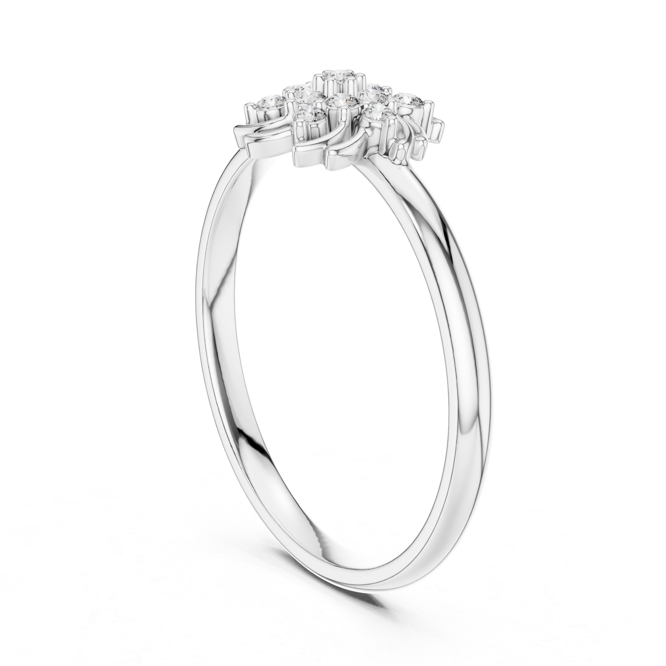 Twisted Floral Diamond Cluster Ring – Swirl Petal Design