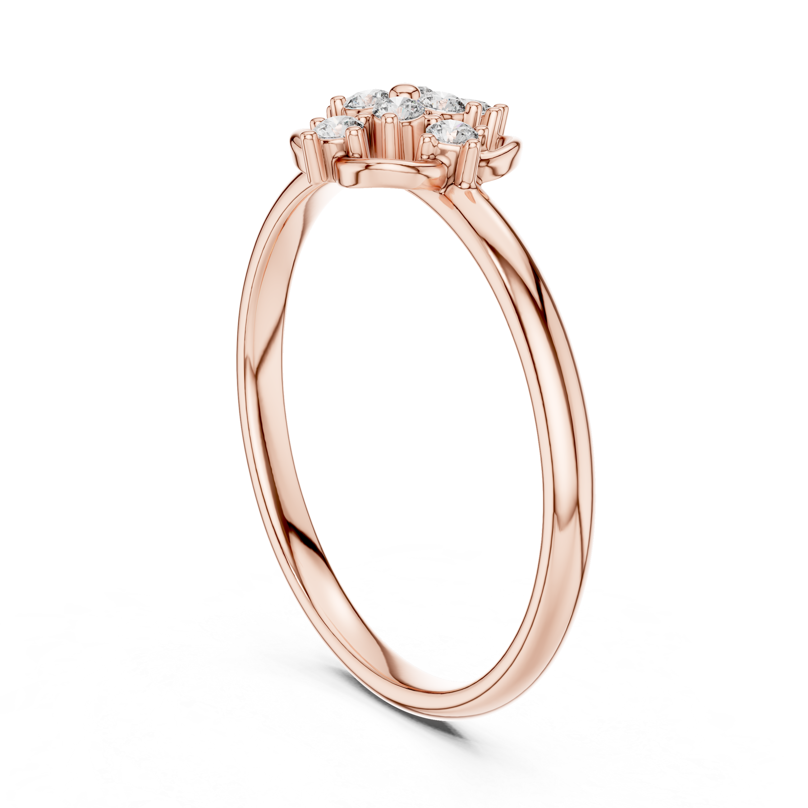 Classic Floral Diamond Cluster Ring – Open Petal Halo Design