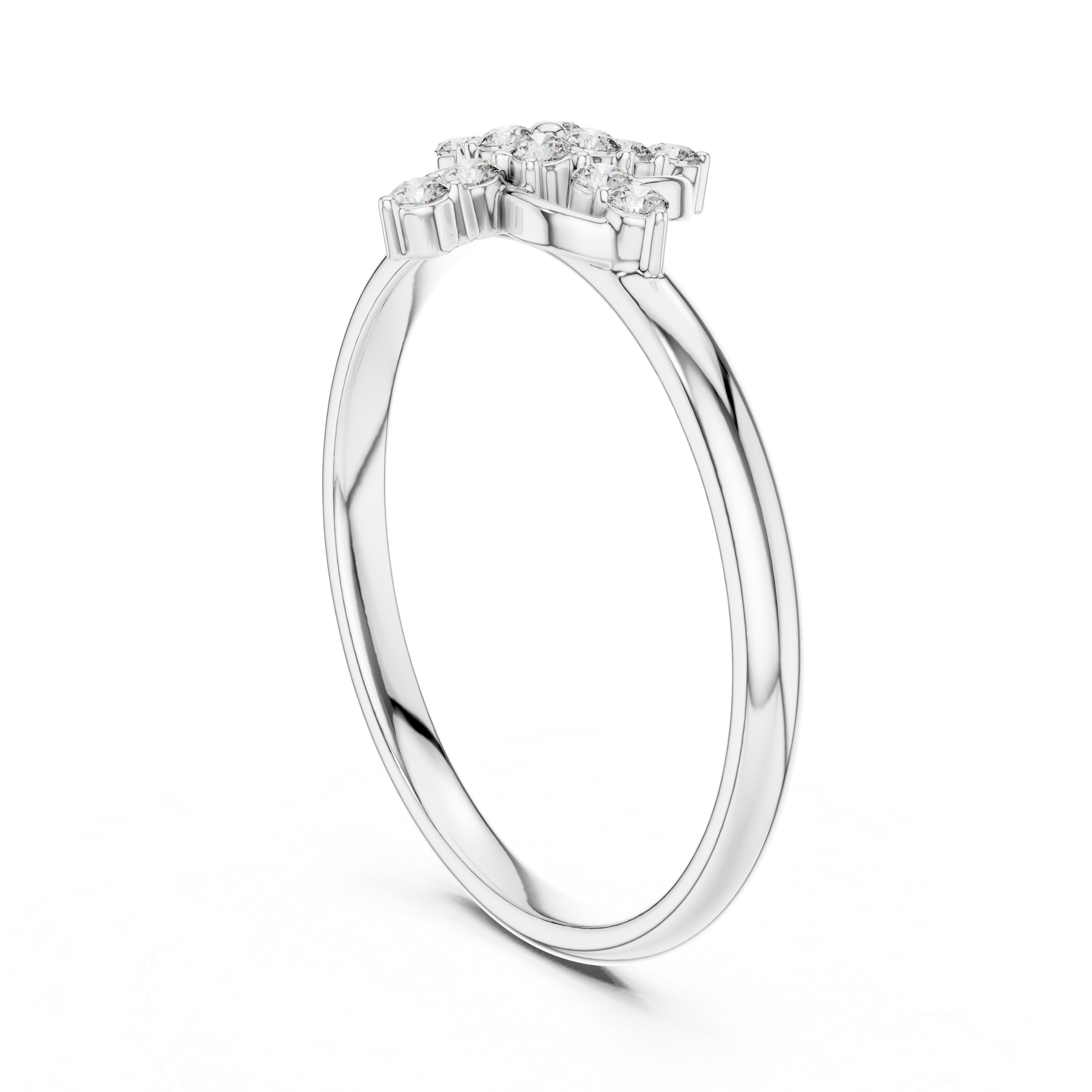 Floral Swirl Diamond Ring – Elegant Cross Cluster Design