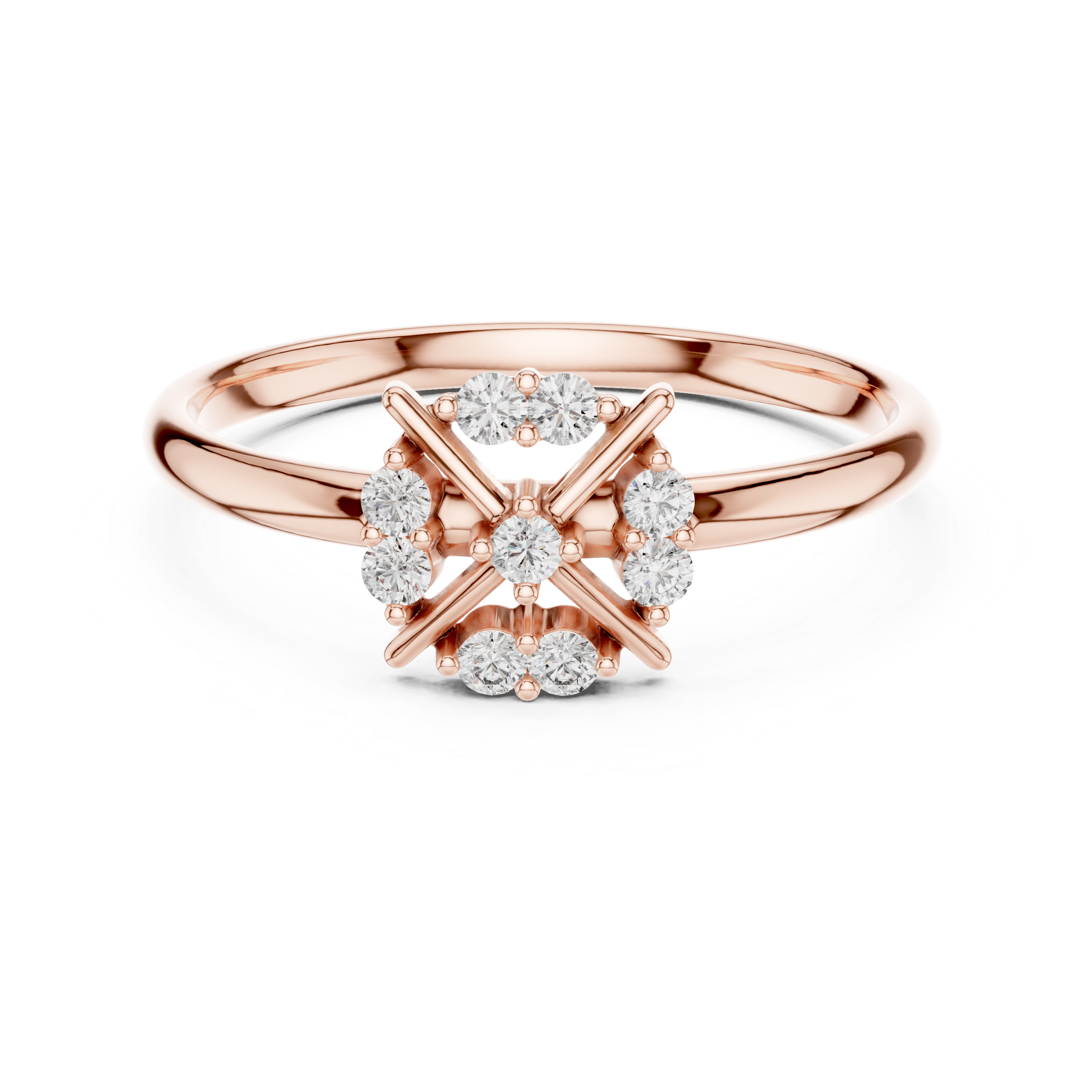 Geometric Diamond Cluster Ring – Minimal Starburst Design