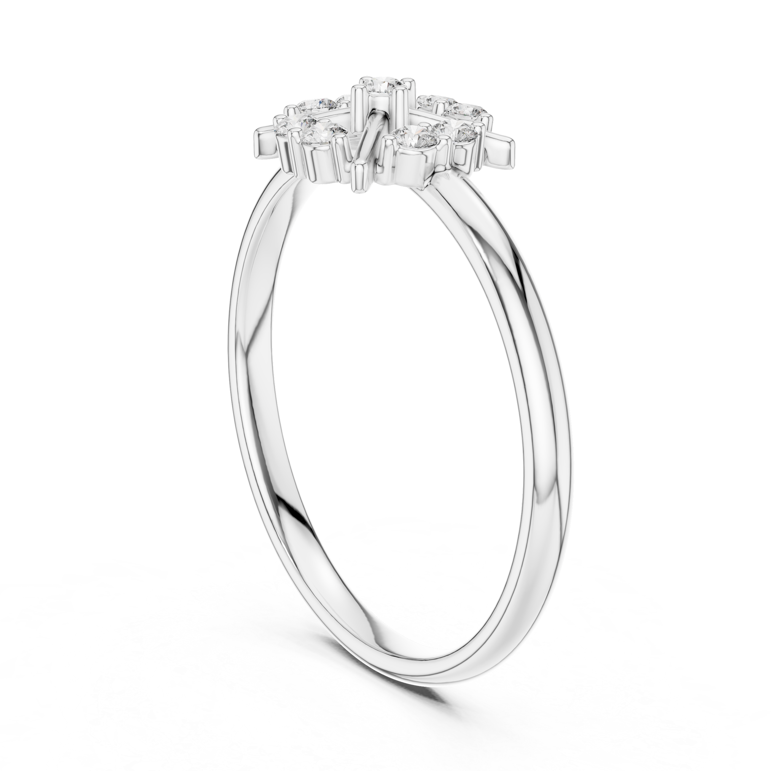 Geometric Diamond Cluster Ring – Minimal Starburst Design