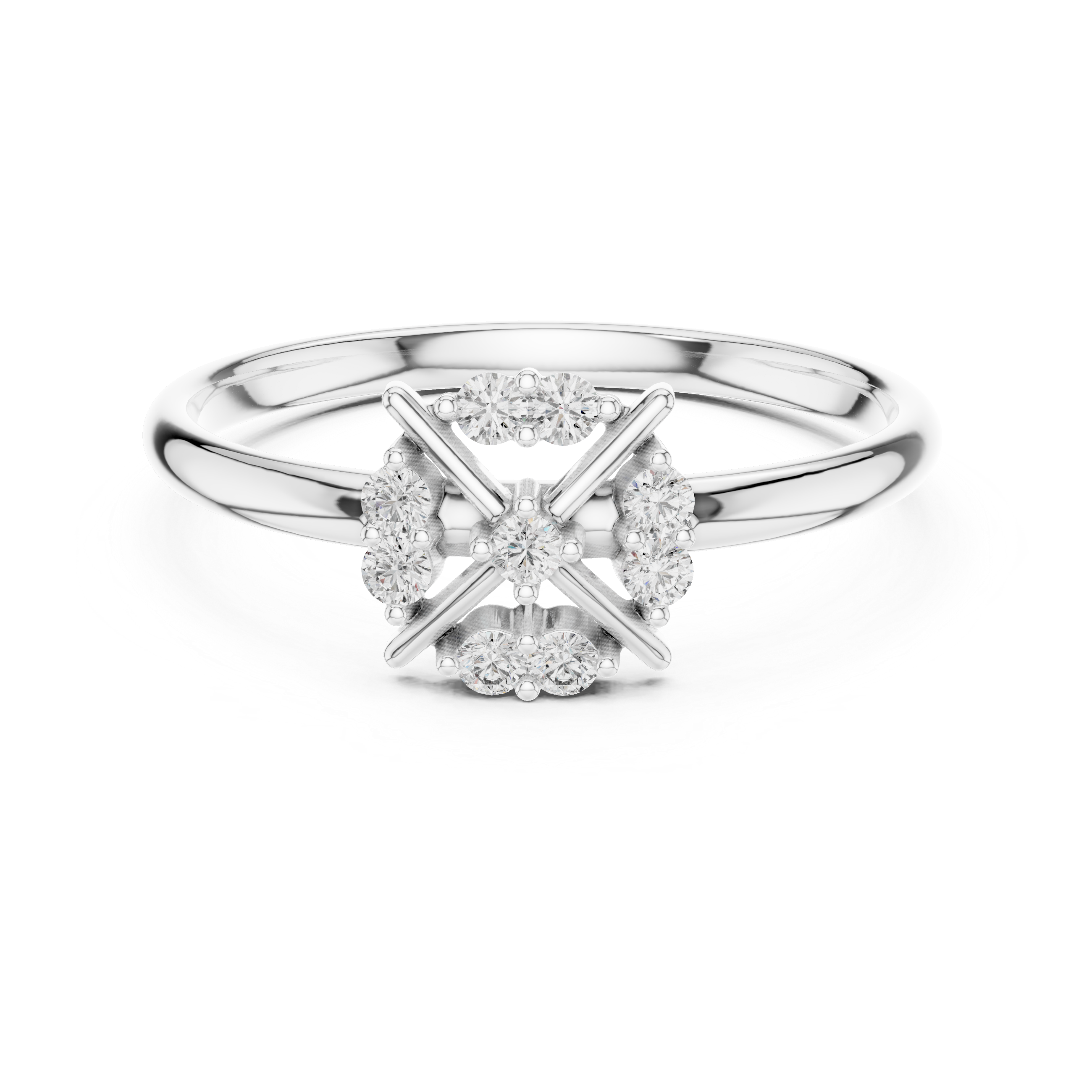 Geometric Diamond Cluster Ring – Minimal Starburst Design