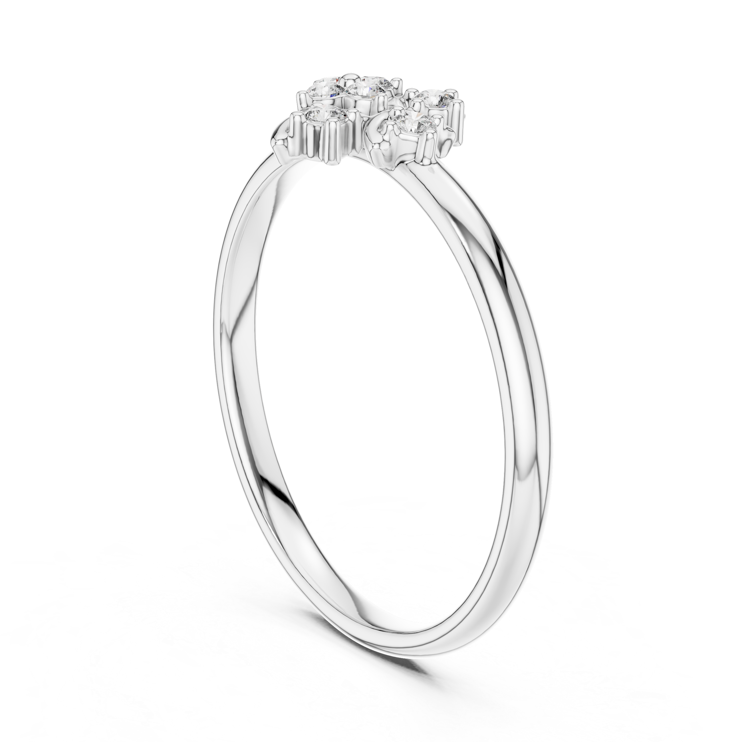 Asymmetrical Diamond Cluster Ring – Modern Organic Floral Design