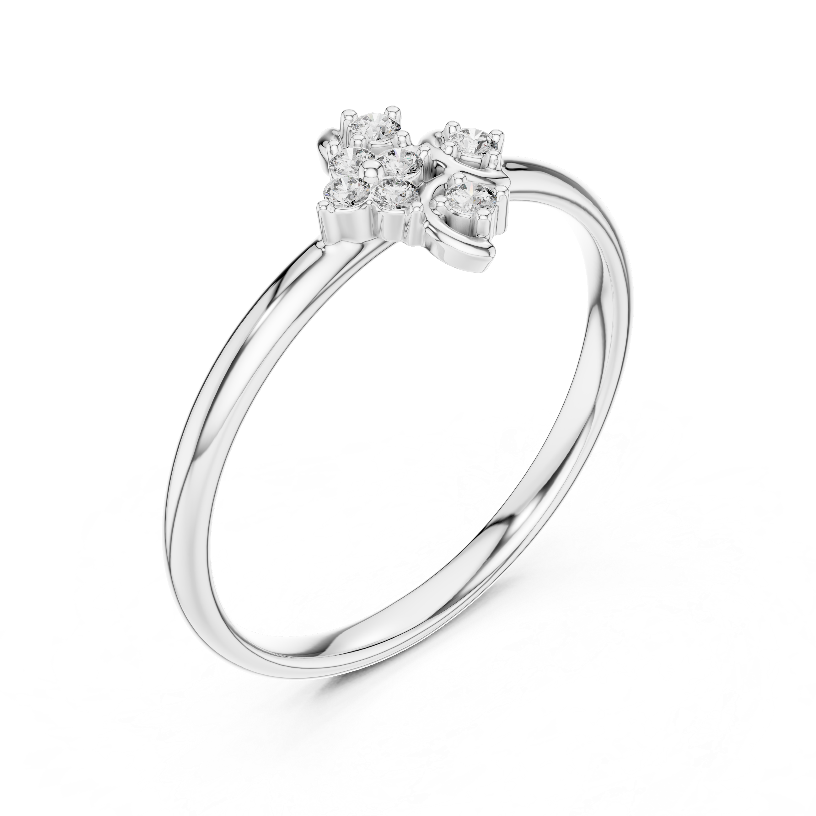 Asymmetrical Diamond Cluster Ring – Modern Organic Floral Design