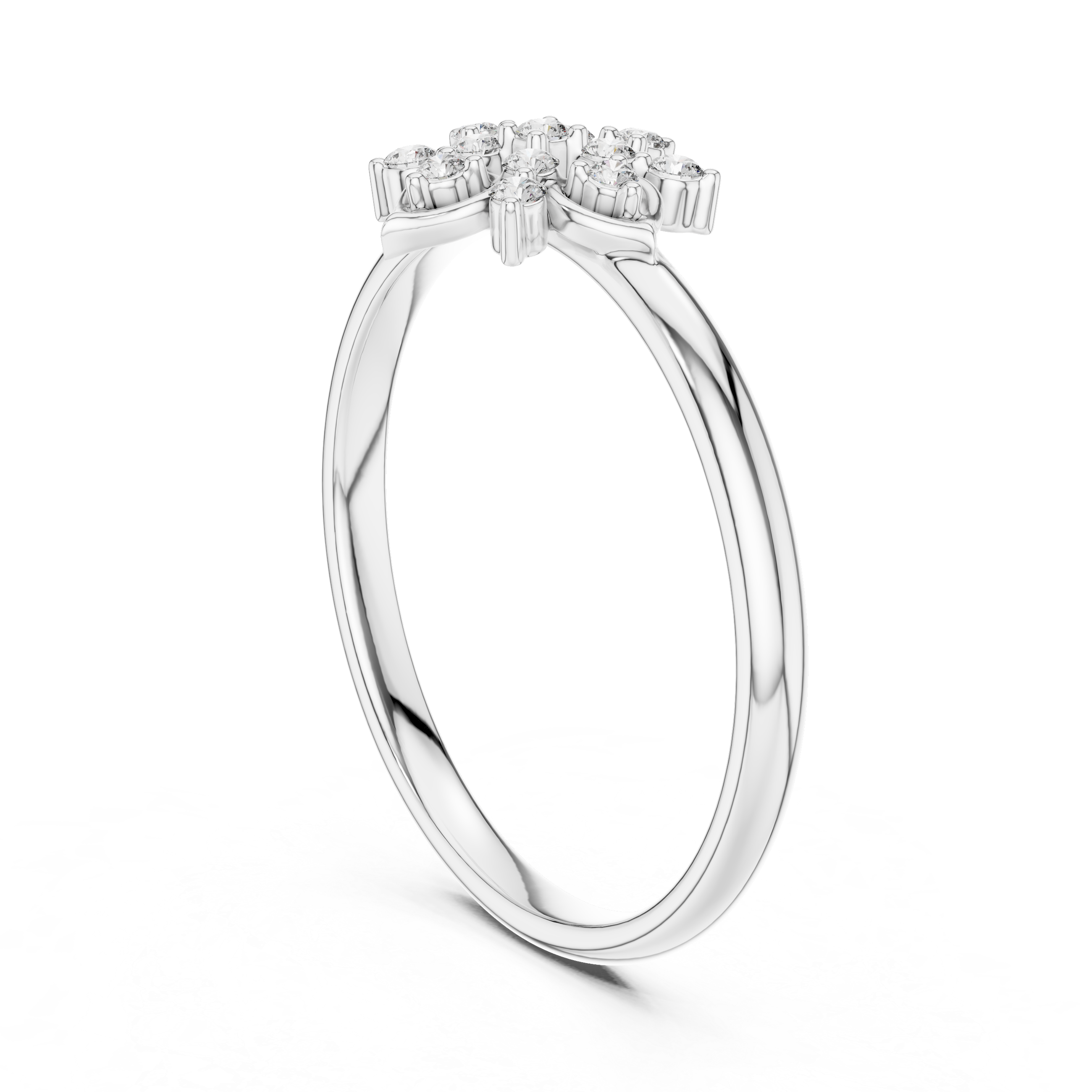 Floral Cluster Diamond Ring – Symmetrical Vintage-Inspired Design