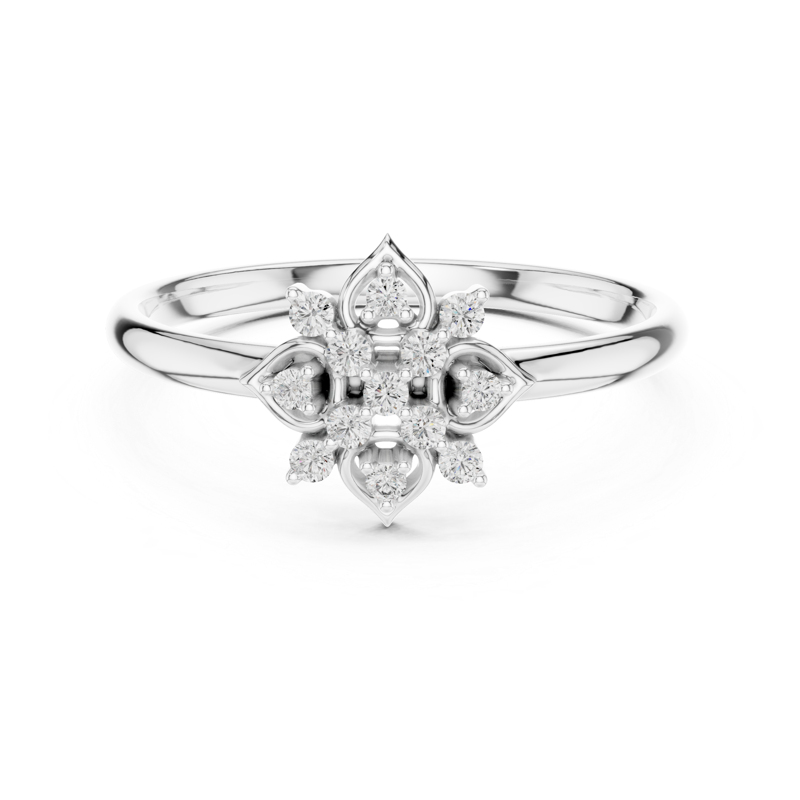 Floral Cluster Diamond Ring – Symmetrical Vintage-Inspired Design