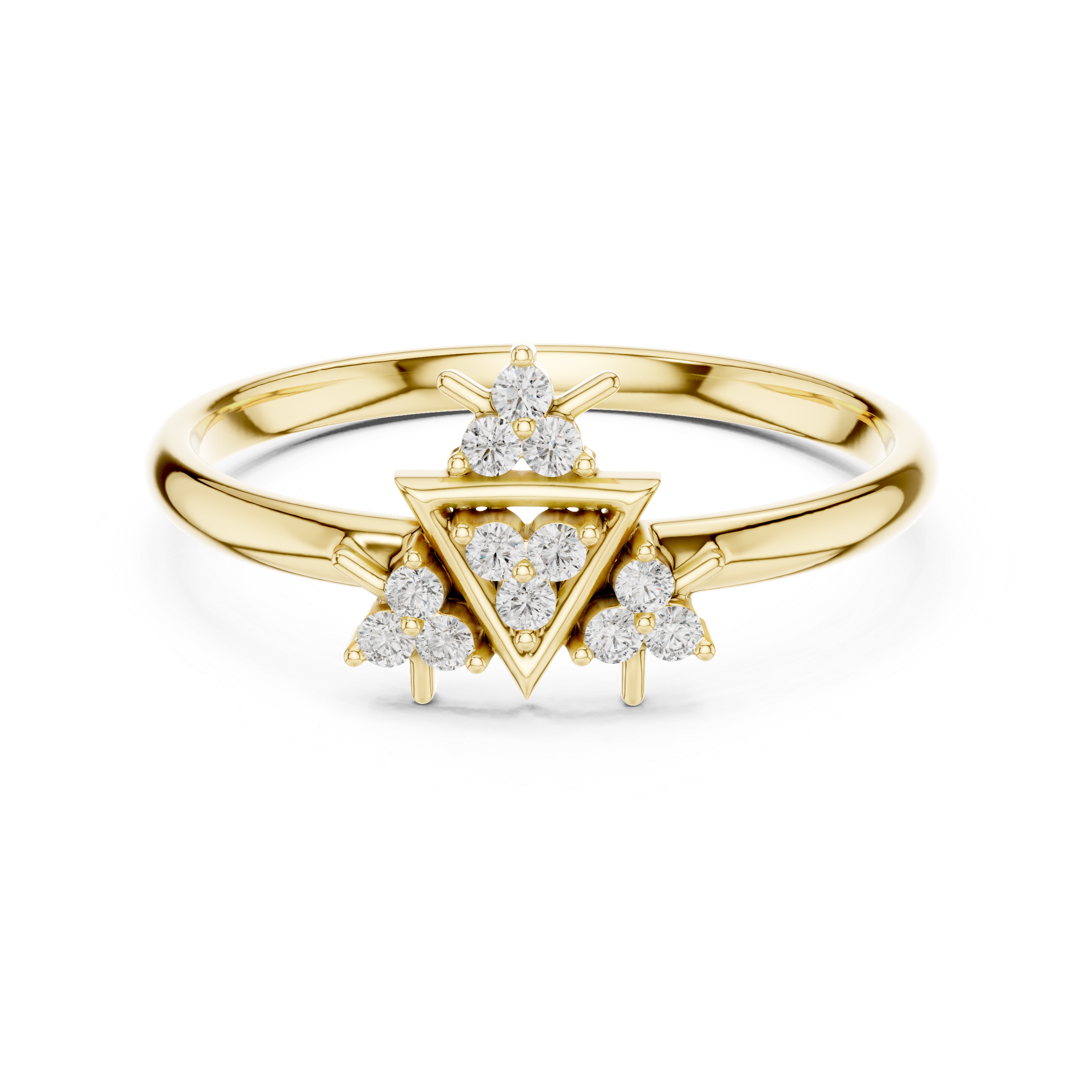 Geometric Triangle Diamond Ring – Modern Cluster Statement Design