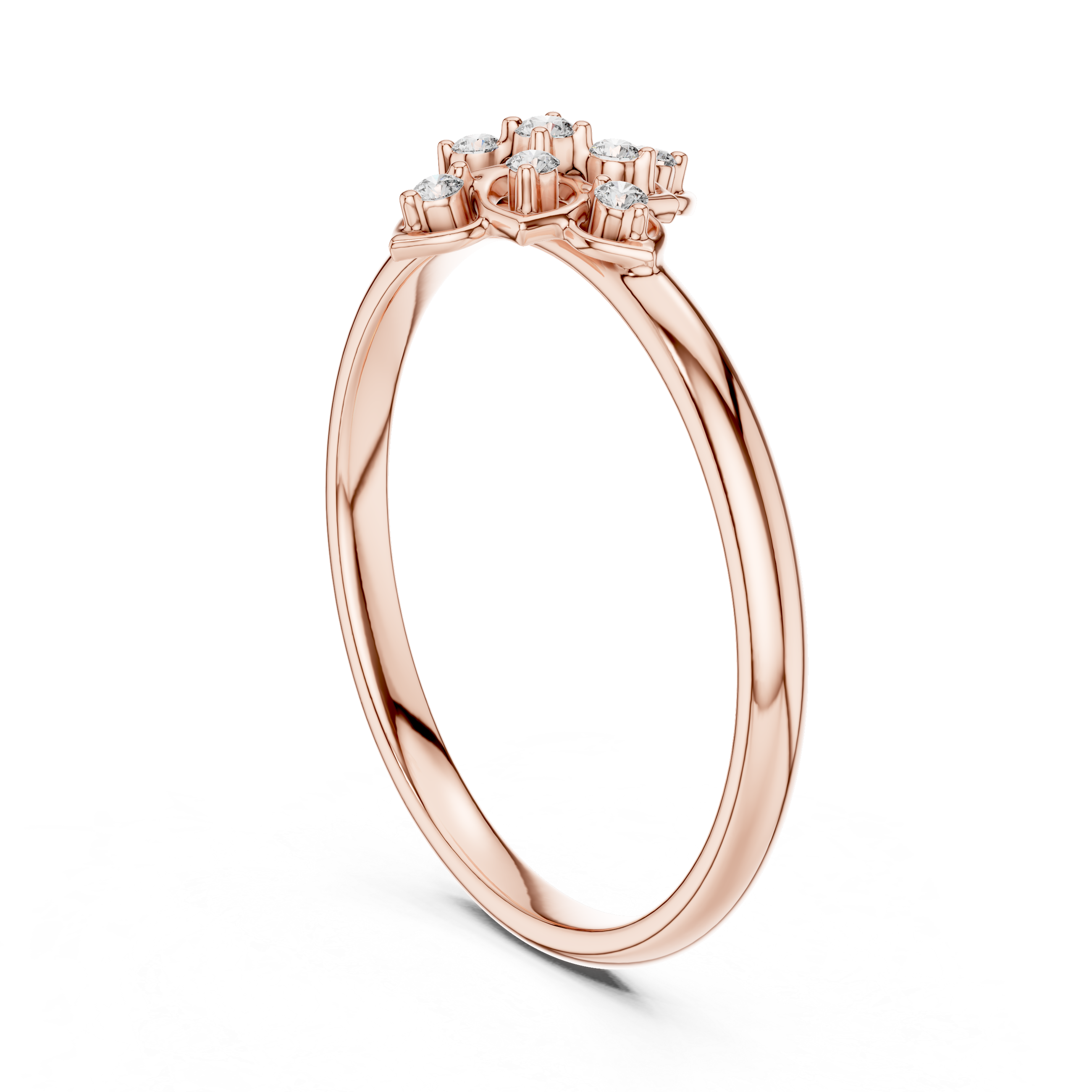 Geometric Floral Diamond Ring – Minimal Clover-Inspired Design