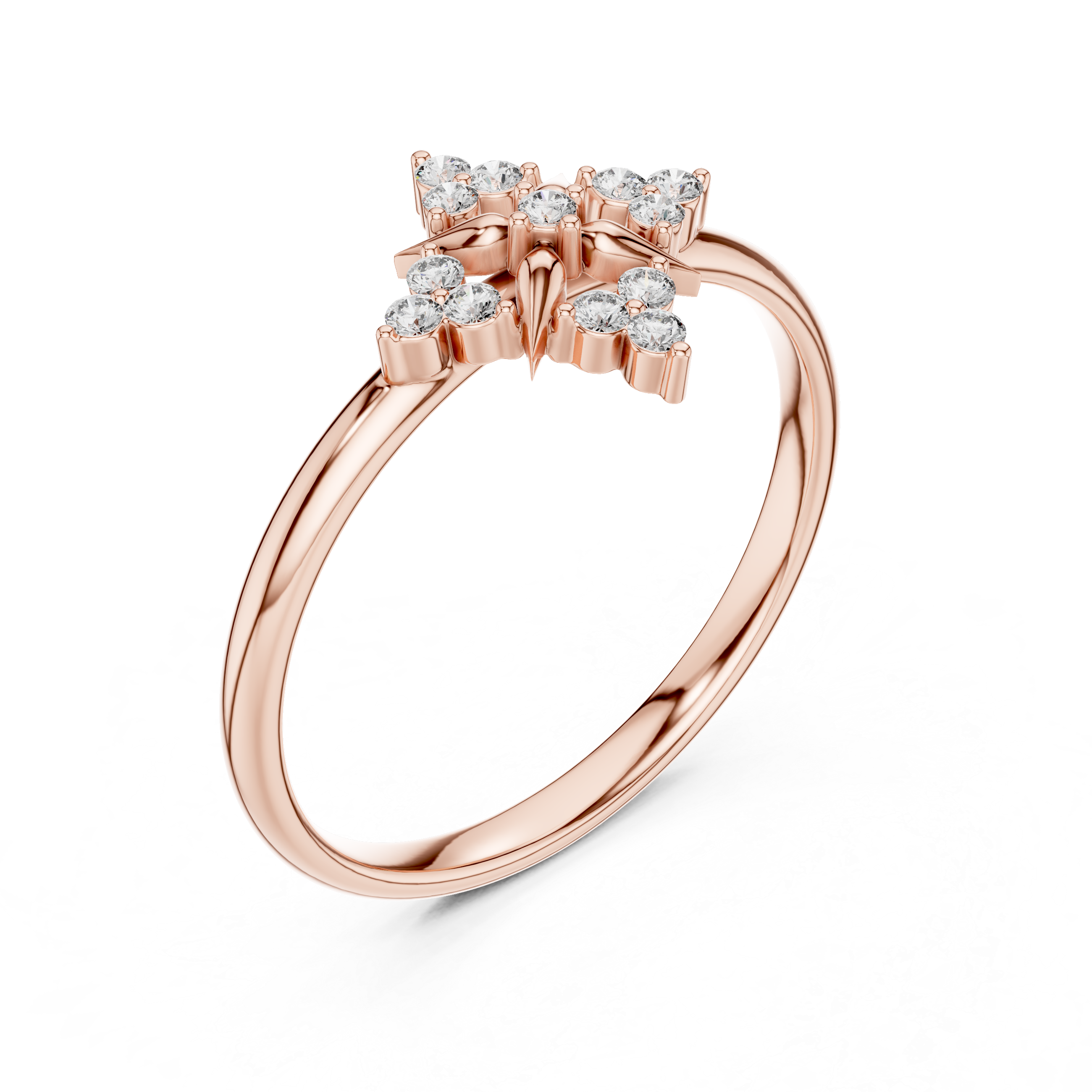 Starburst Diamond Ring – Symmetrical Floral Cluster Design