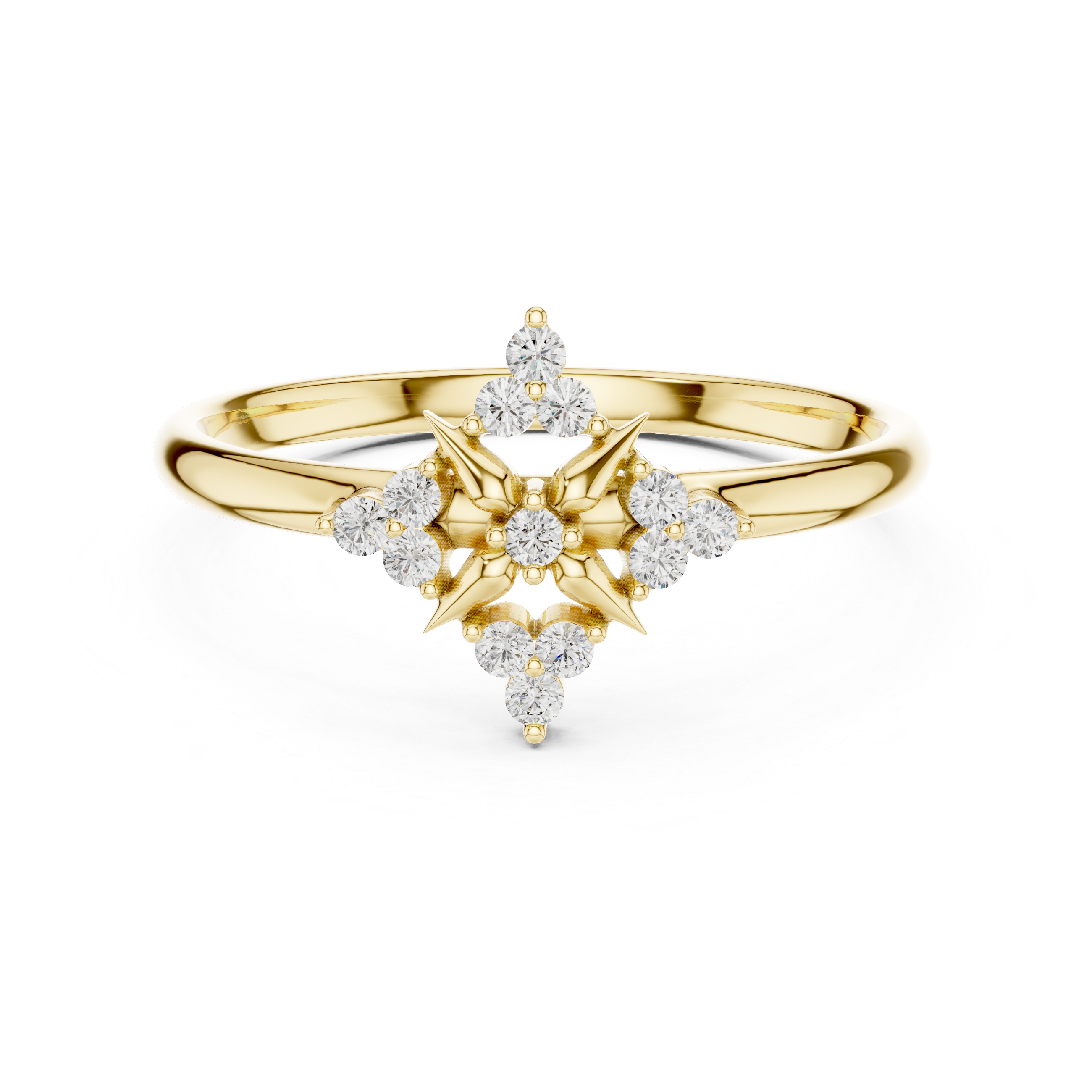 Starburst Diamond Ring – Symmetrical Floral Cluster Design