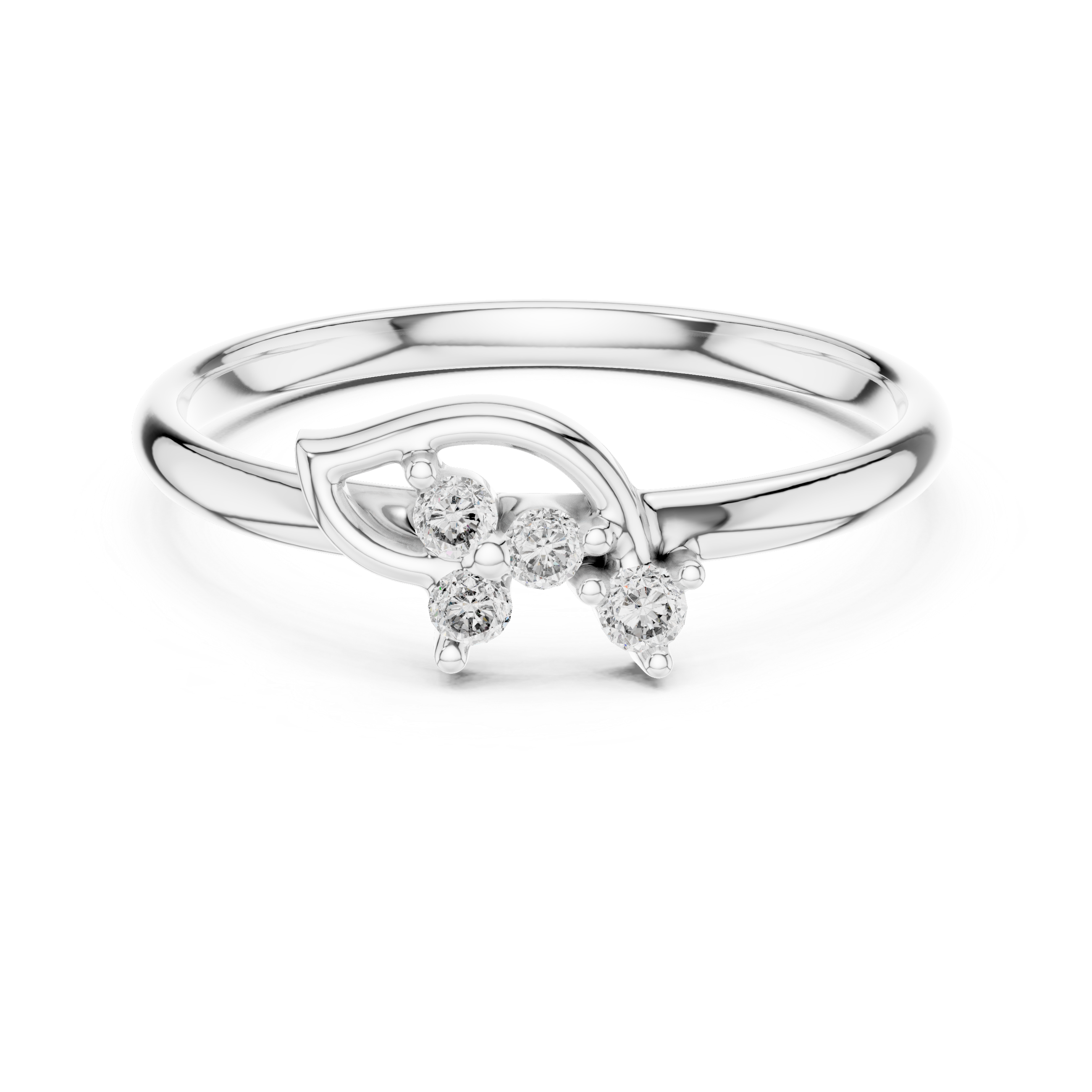 Minimal Leaf Diamond Ring – Organic Cluster Design