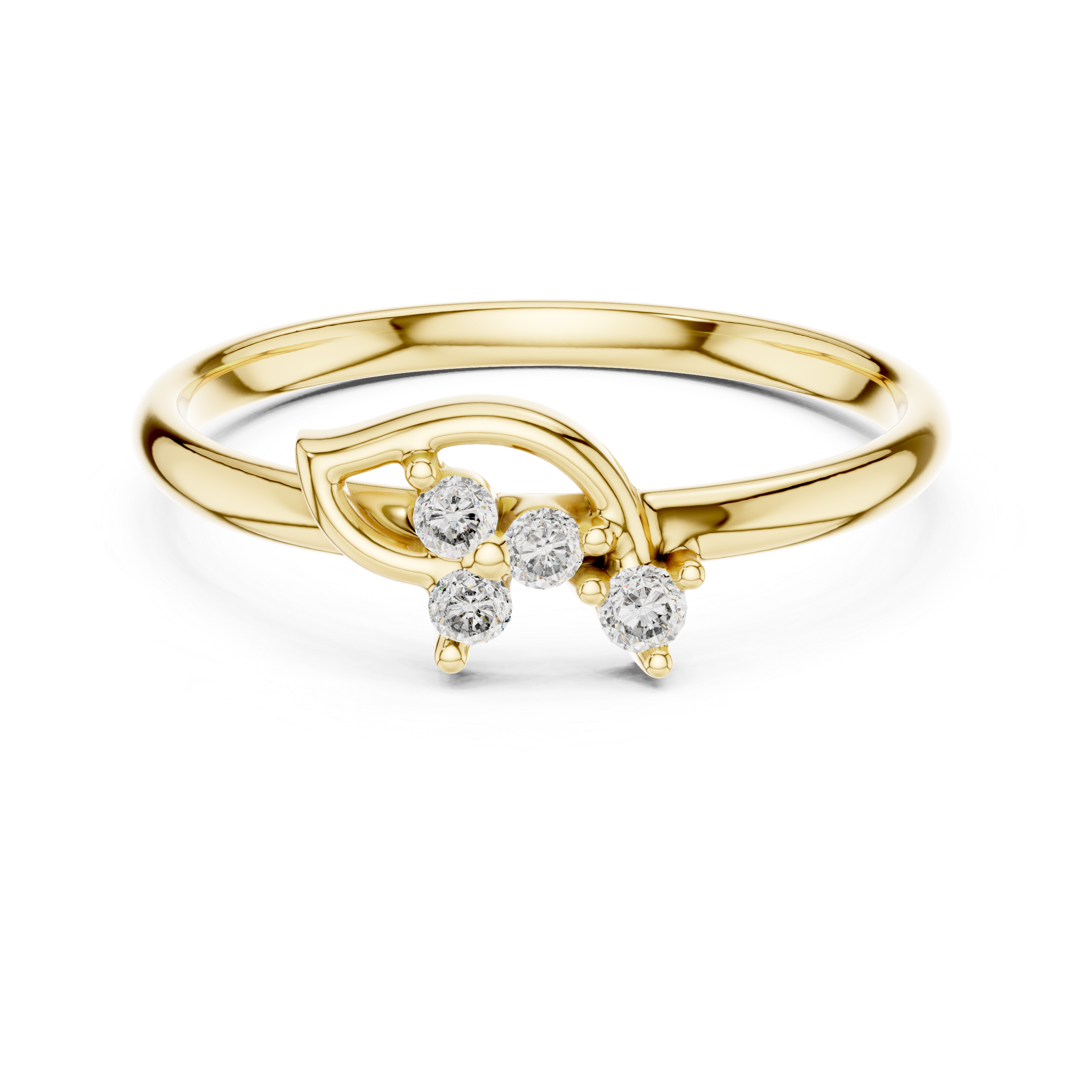 Minimal Leaf Diamond Ring – Organic Cluster Design