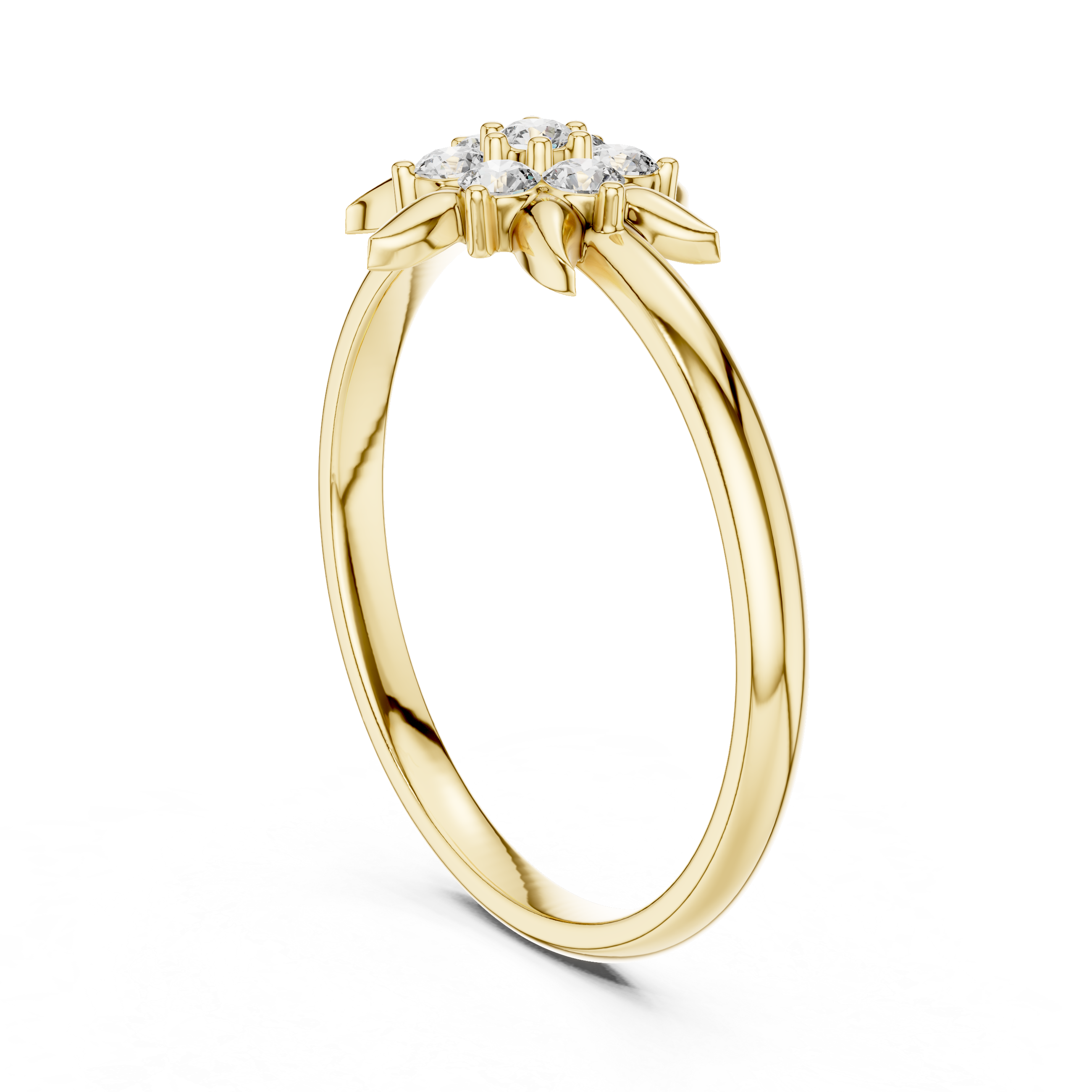 Floral Star Diamond Cluster Ring with Petal Detailing