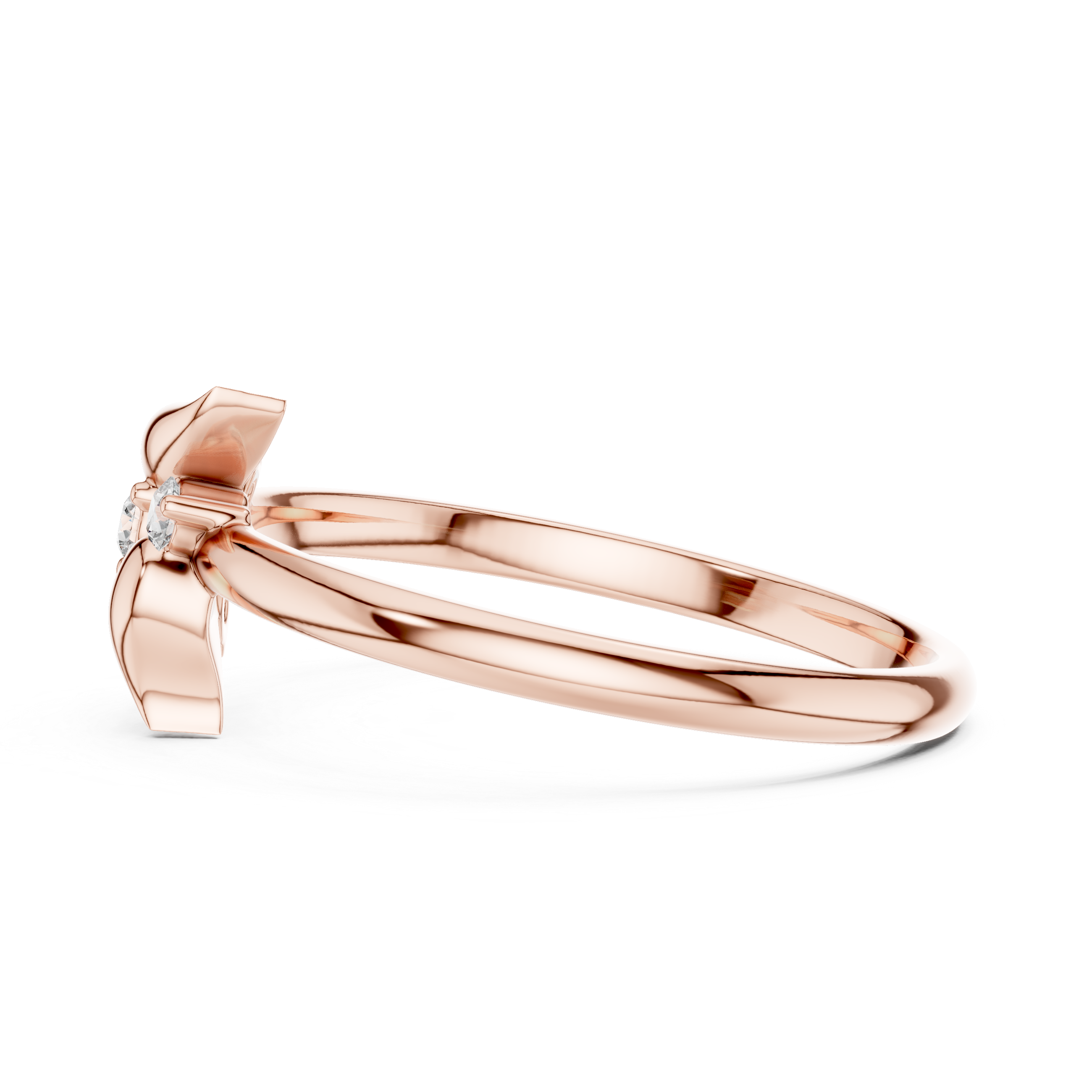 Minimal Leaf Accent Diamond Cluster Ring