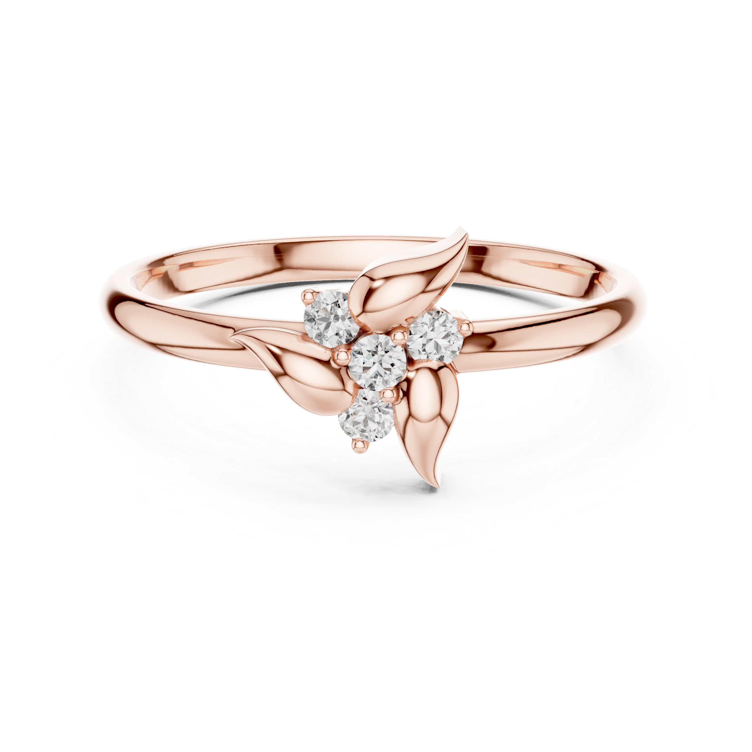 Minimal Leaf Accent Diamond Cluster Ring
