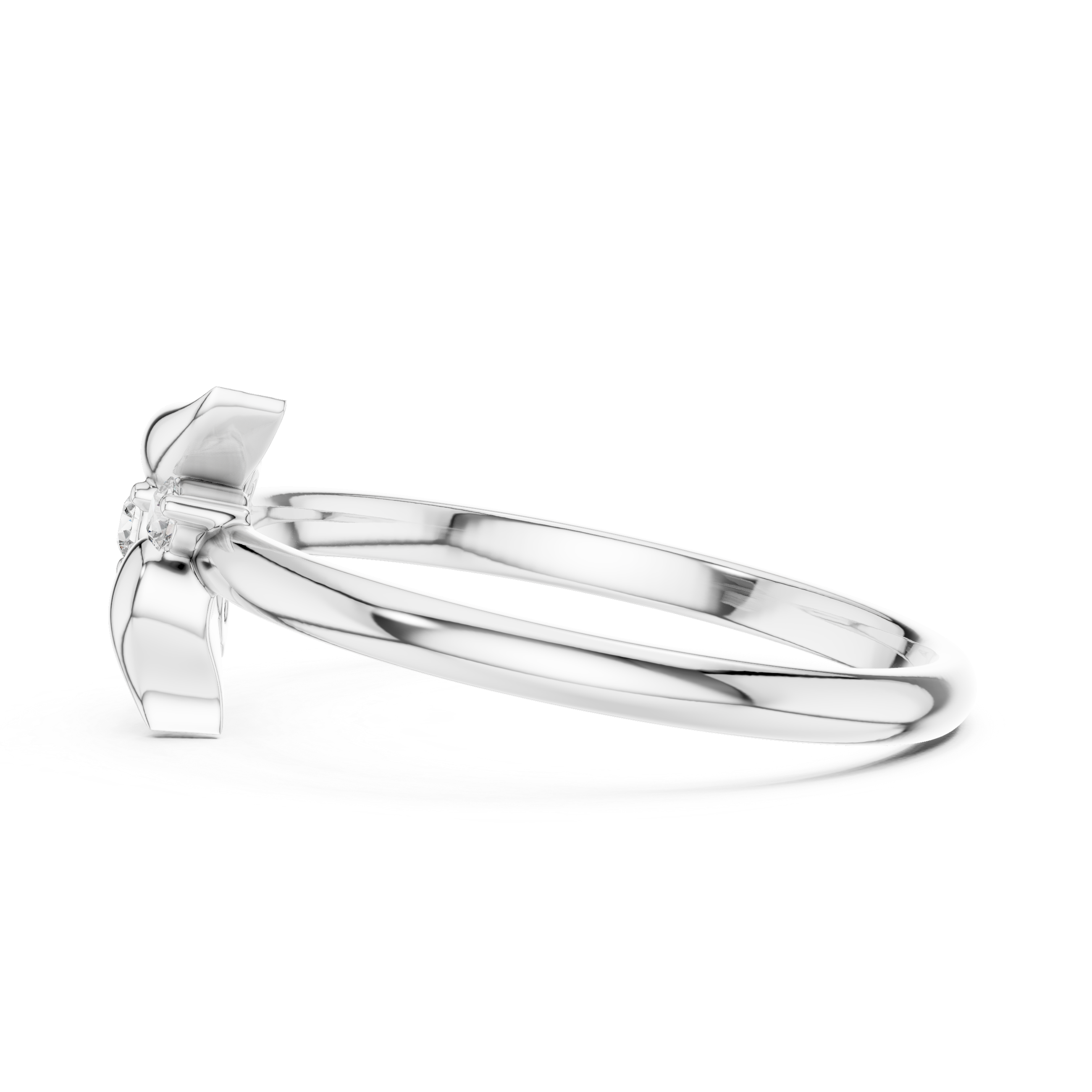 Minimal Leaf Accent Diamond Cluster Ring