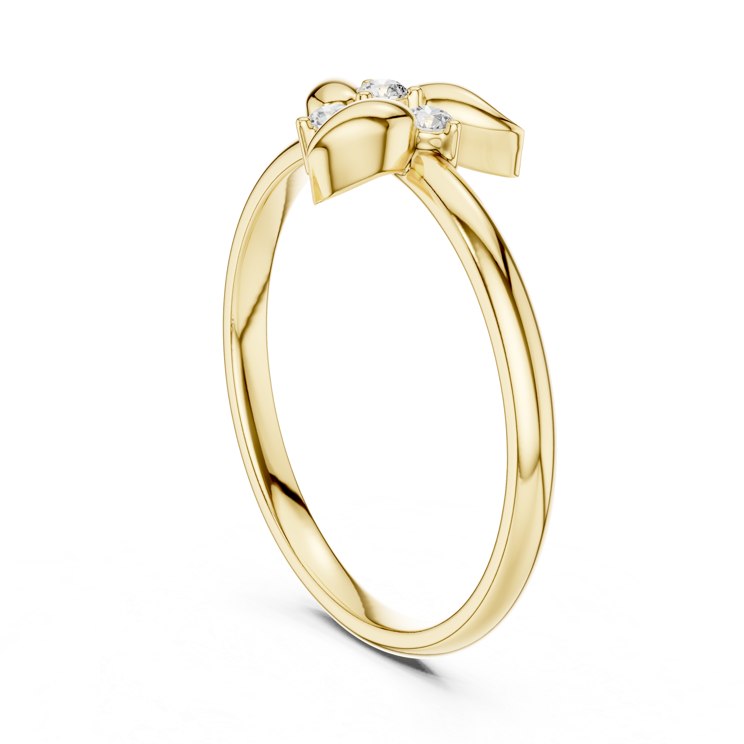 Minimal Leaf Accent Diamond Cluster Ring
