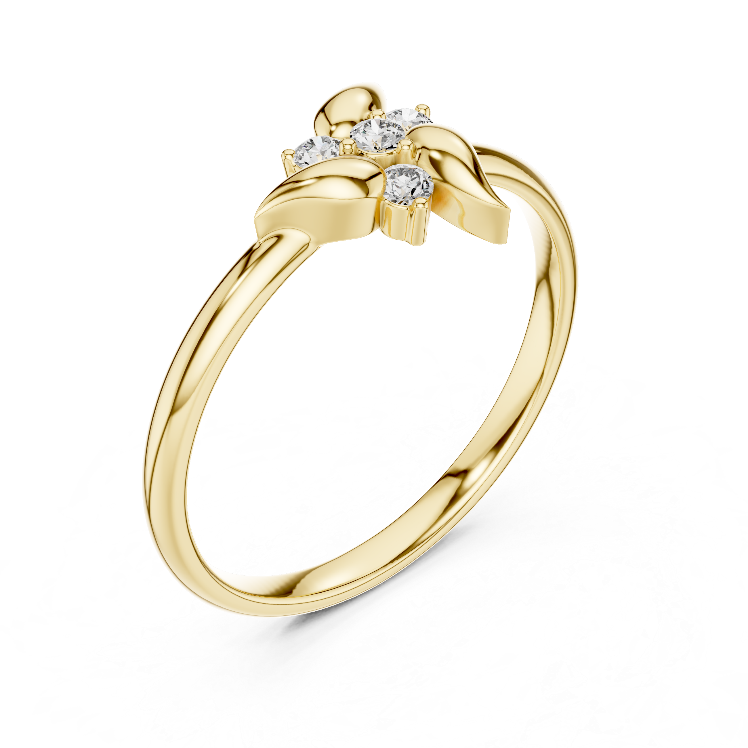 Minimal Leaf Accent Diamond Cluster Ring